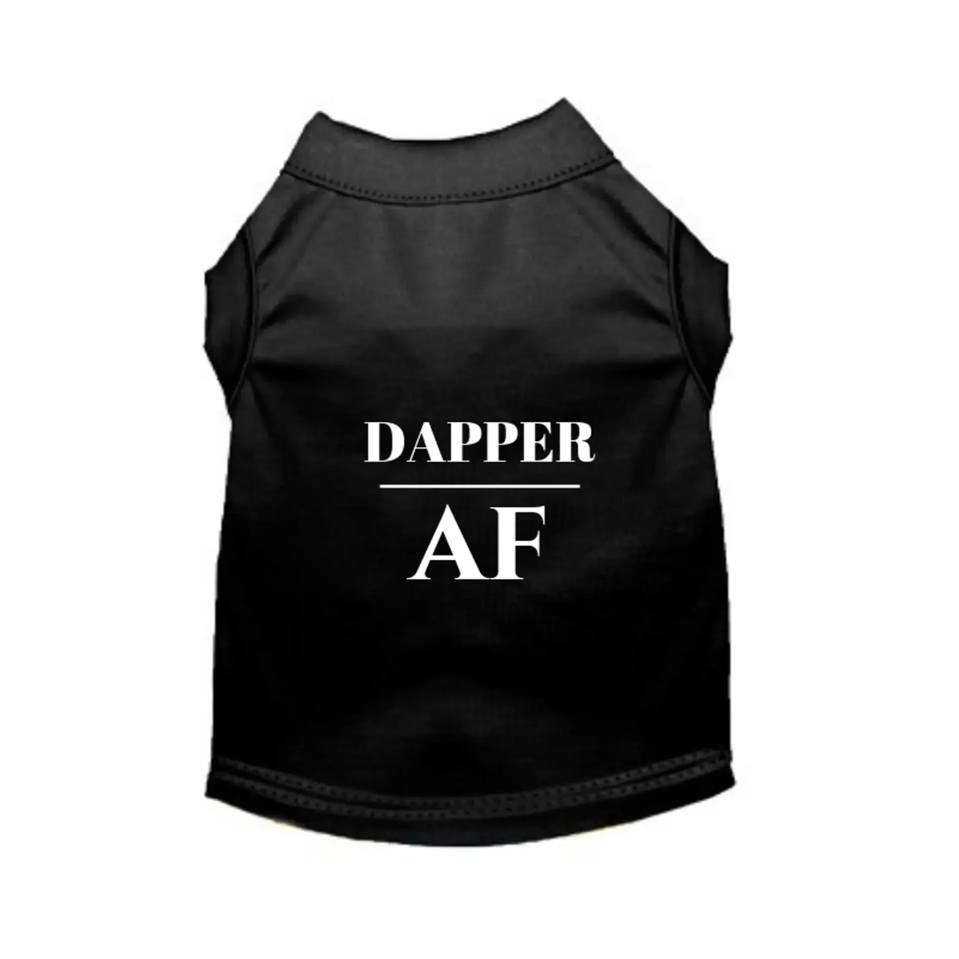 Dapper AF Dog Tee - Black Halter Tank with Bold Print | BarkFifthAve1210