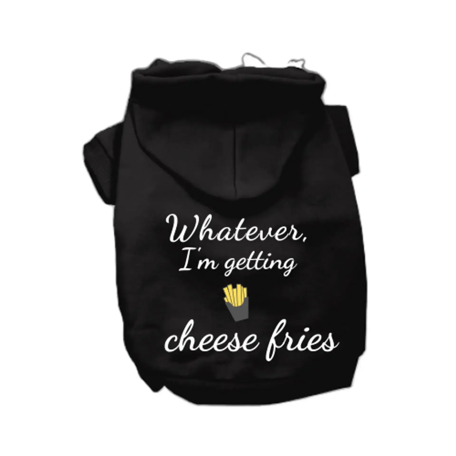 Whatever, I'm Getting Cheese Fries Dog Hoodie - Funny Black/Pink Pet Sweatshirt | Bougie Buddy BarkFifthAve4205