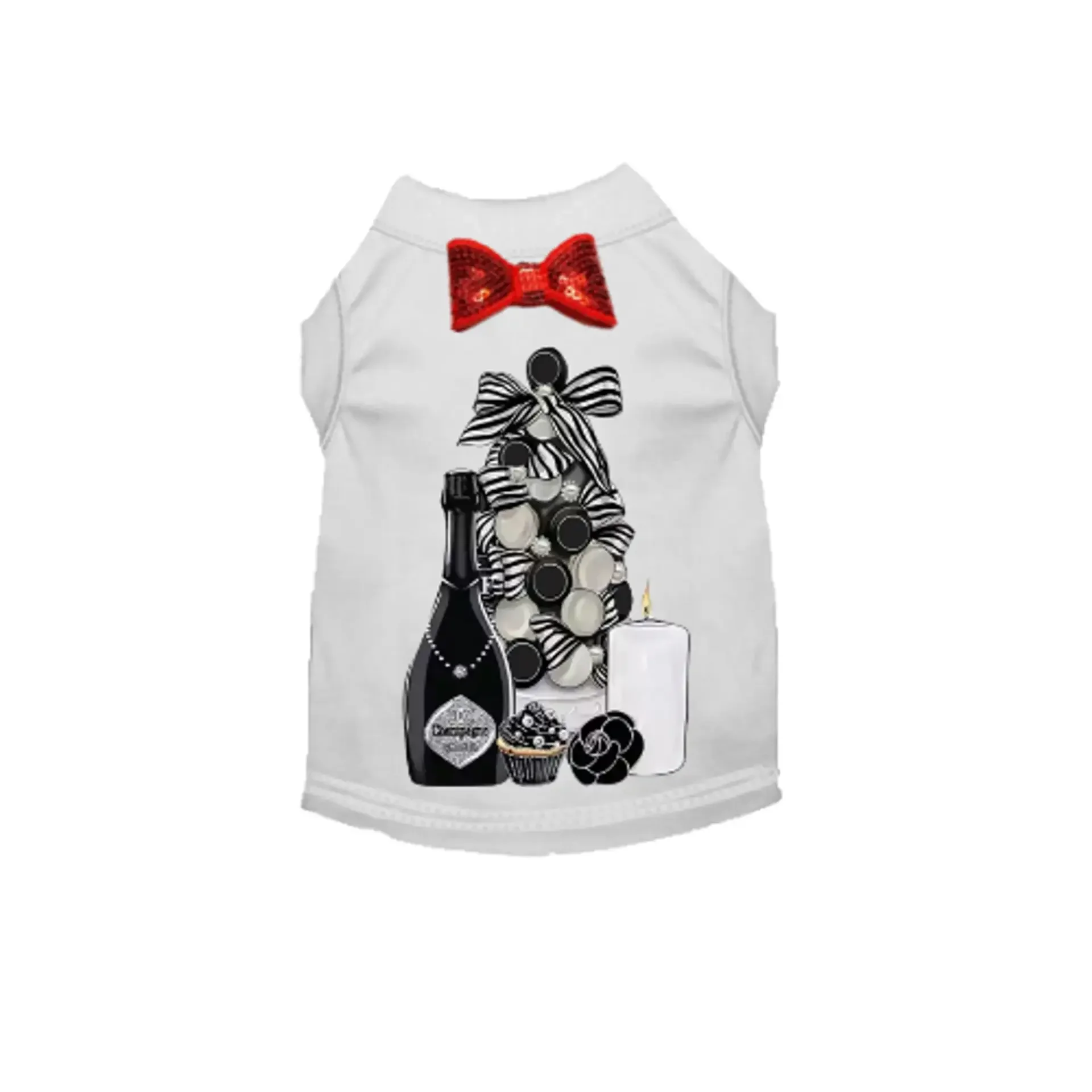 My Favorite Things Under The Tree Dog Shirt - Holiday Champagne & Gifts Luxury Pet Tee | Bougie Buddy BarkFifthAve2285