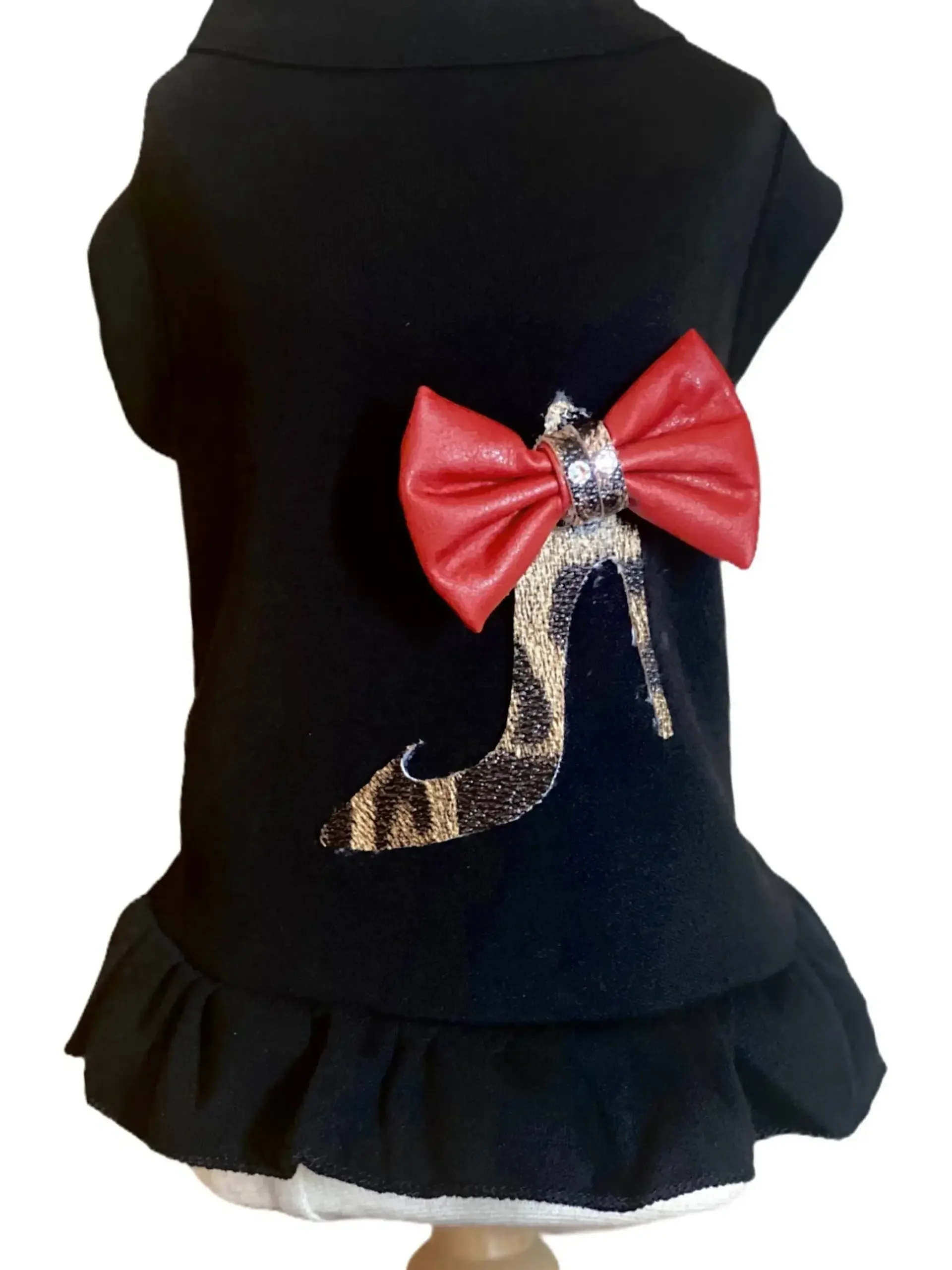 Loubarkin Panthera Dog Dress - Black Velvet Leopard Heel Luxury Pet Outfit | Bougie Buddy BarkFifthAve1451
