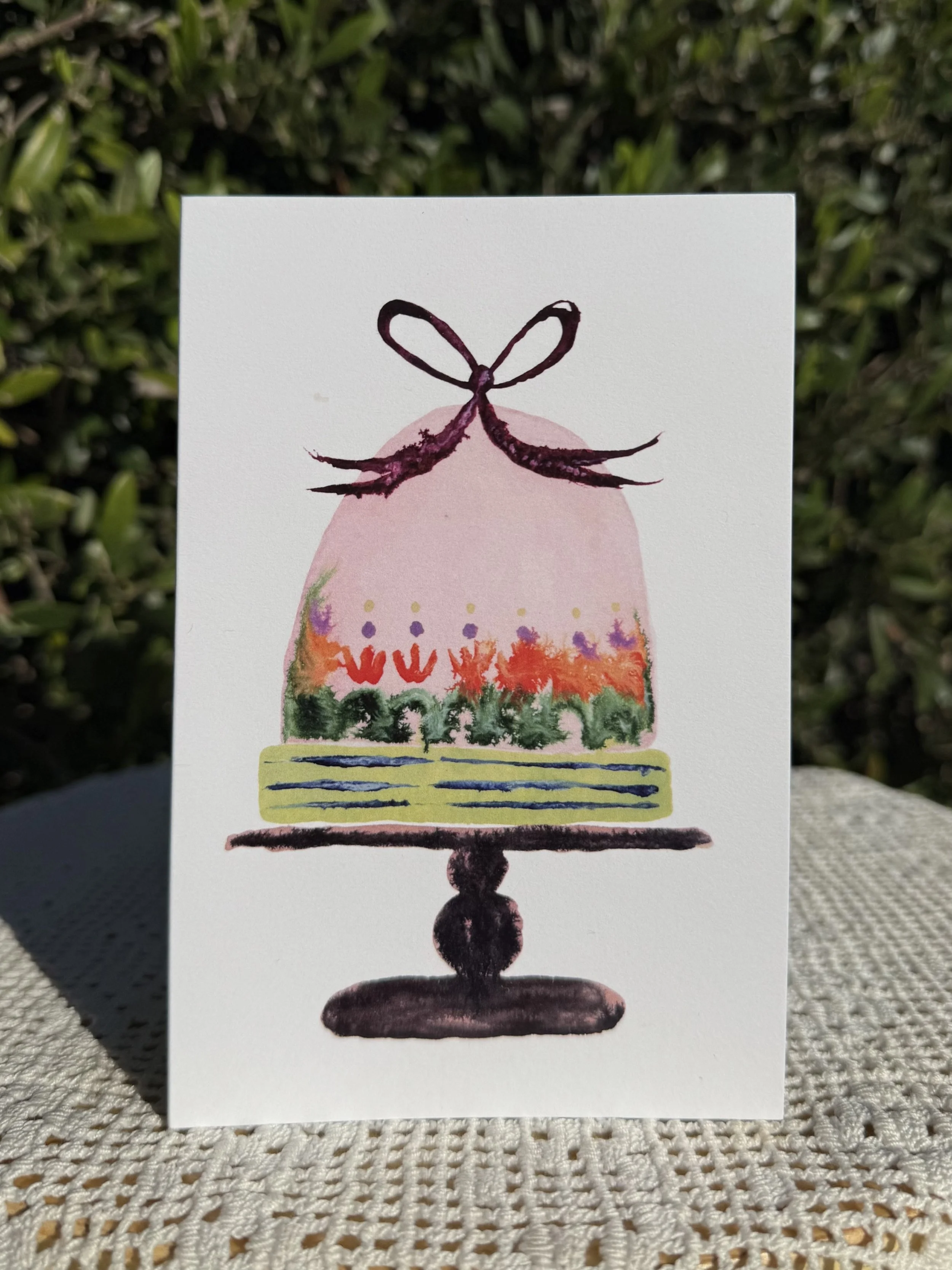 greeting card - cake with bow