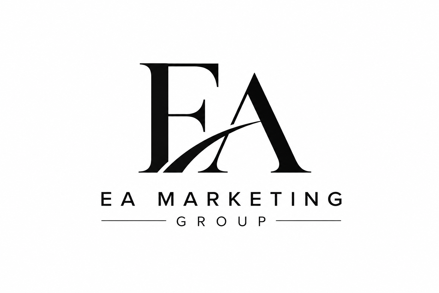 Logo for EA Marketing Group with stylized letters EA and text below.