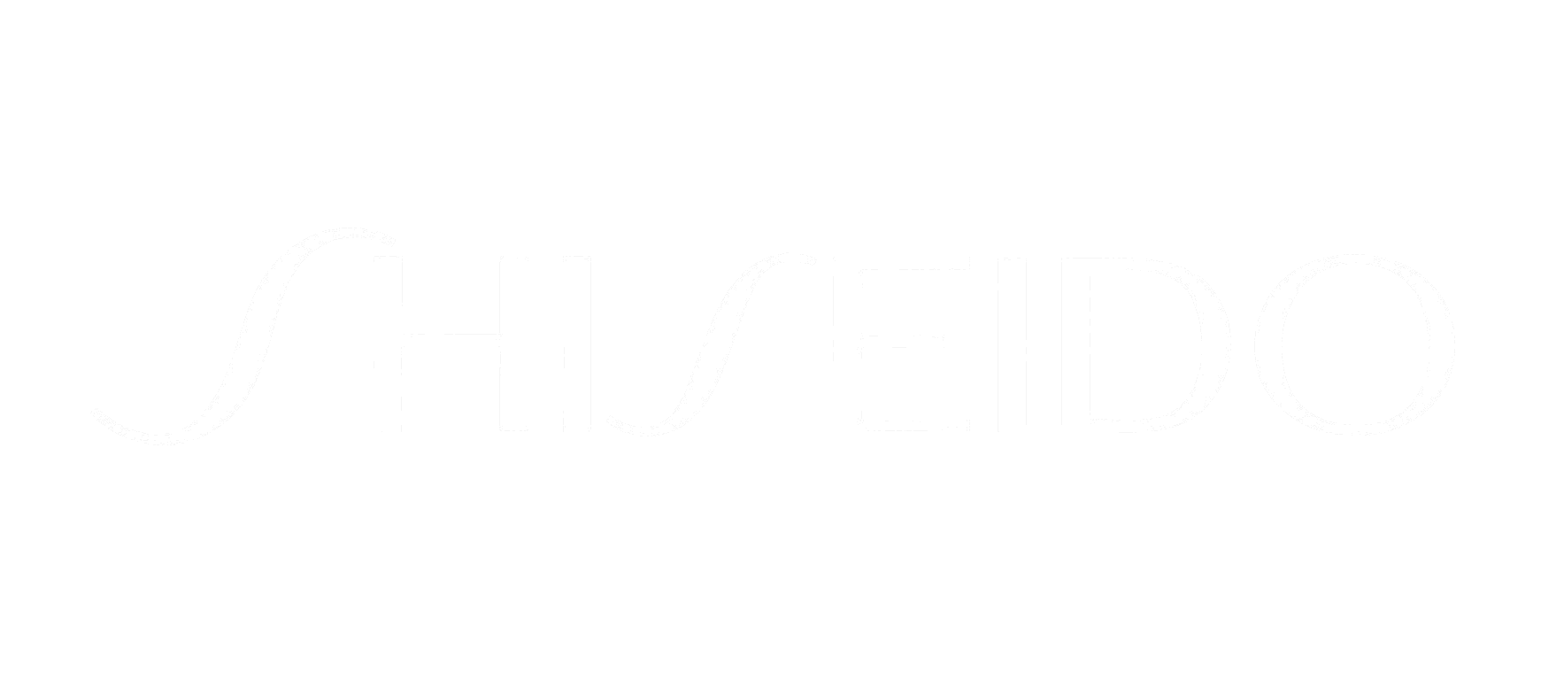 The image features a large, semi-transparent white logo overlay of the word 'SHISEIDO' in bold script font.