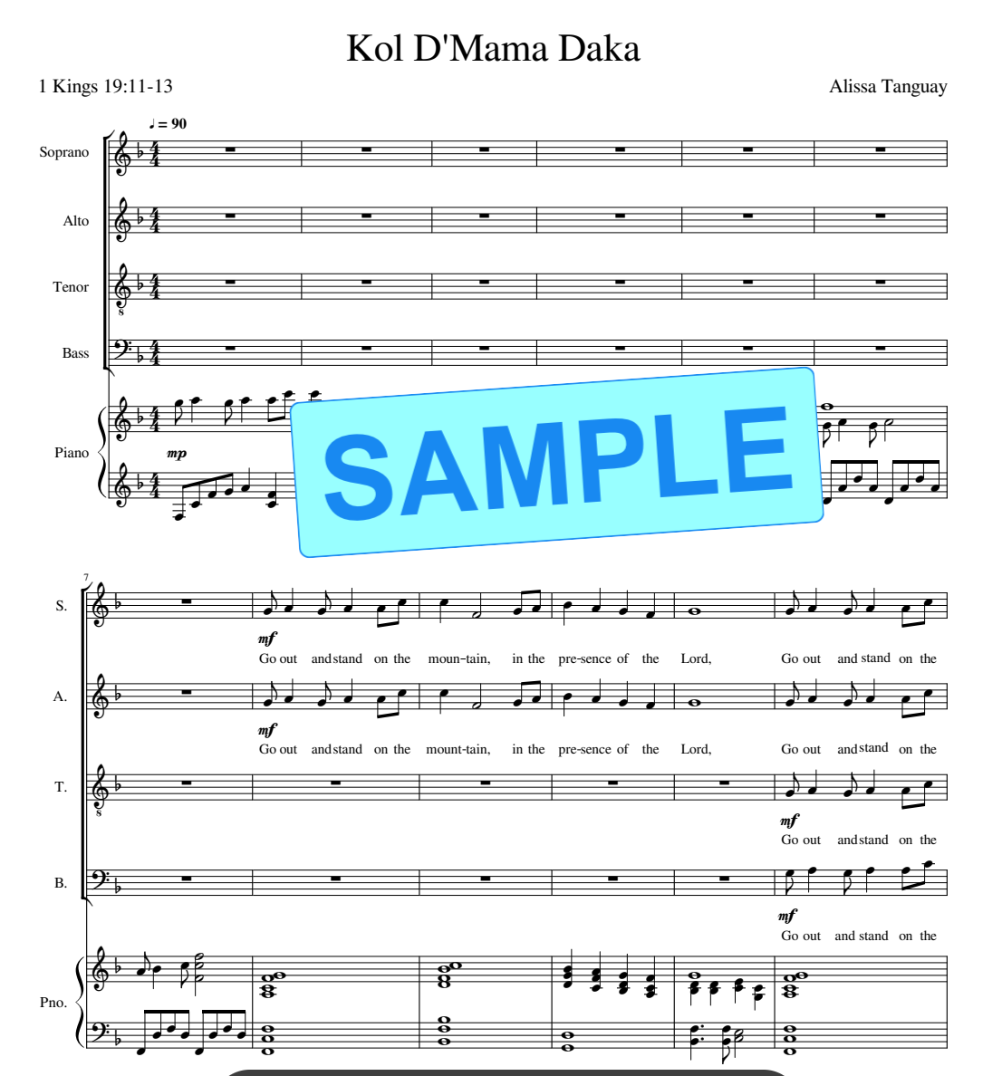Kol D'Mama Daka - SATB and piano