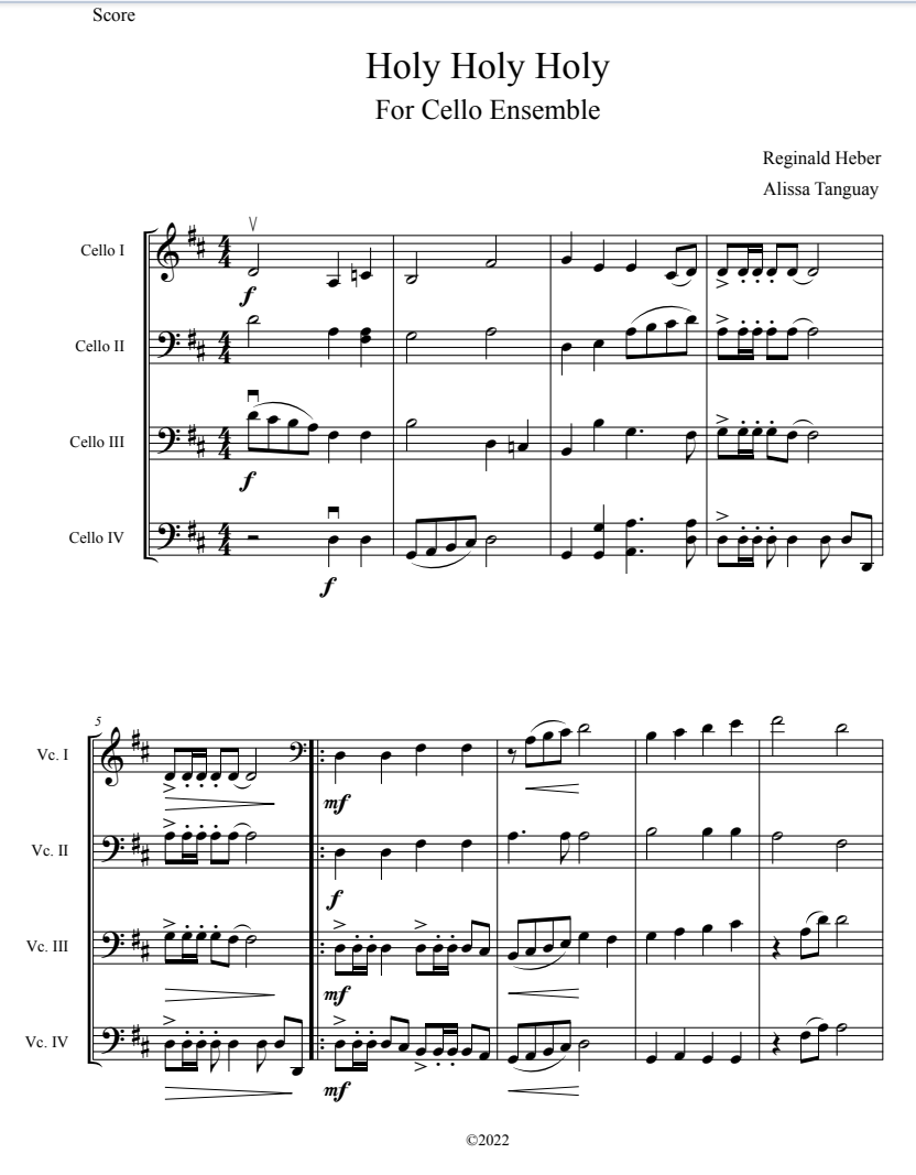 Holy Holy Holy - cello ensemble