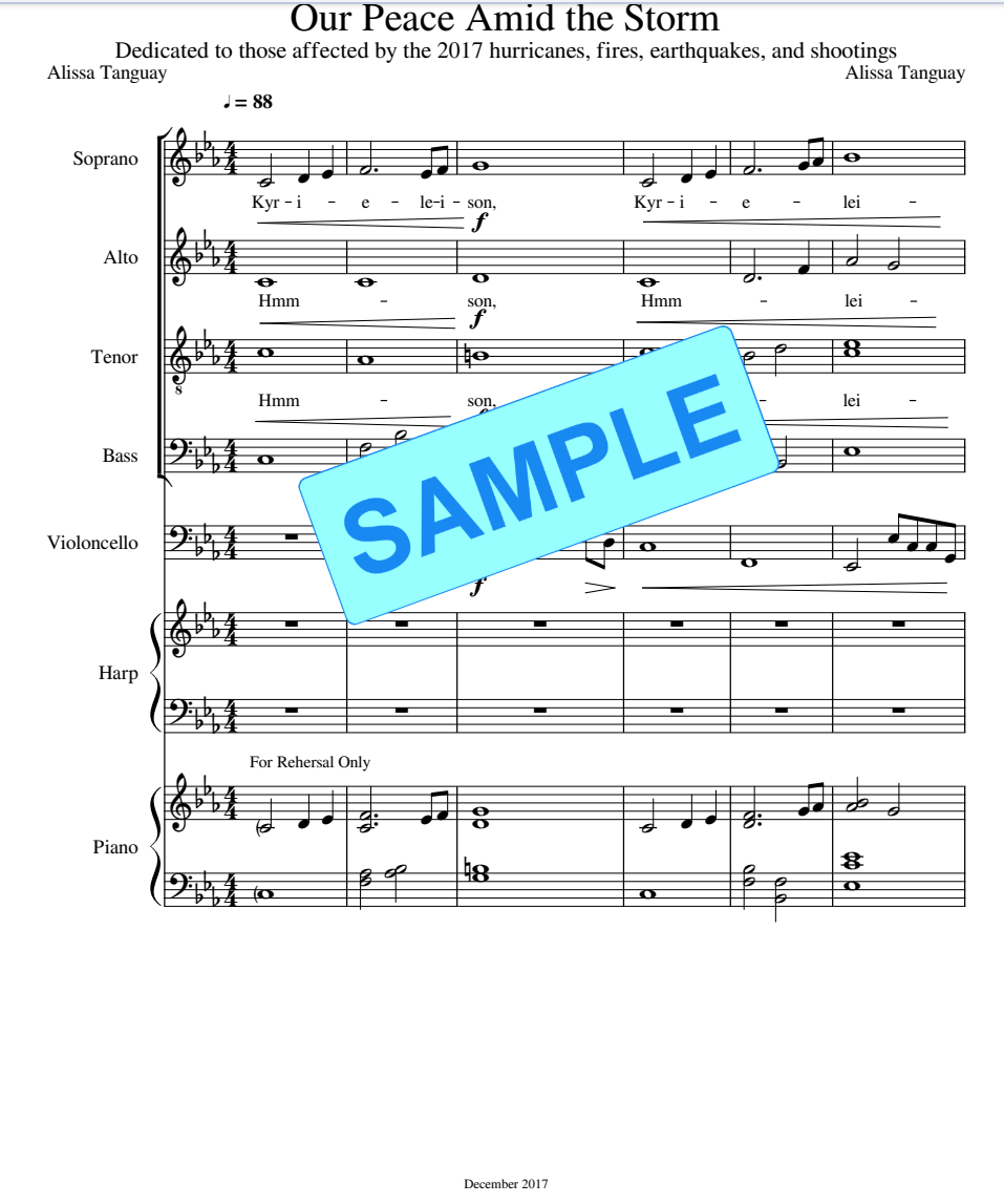 Our Peace Amid the Storm (score) - SATB, cello, harp, and piano