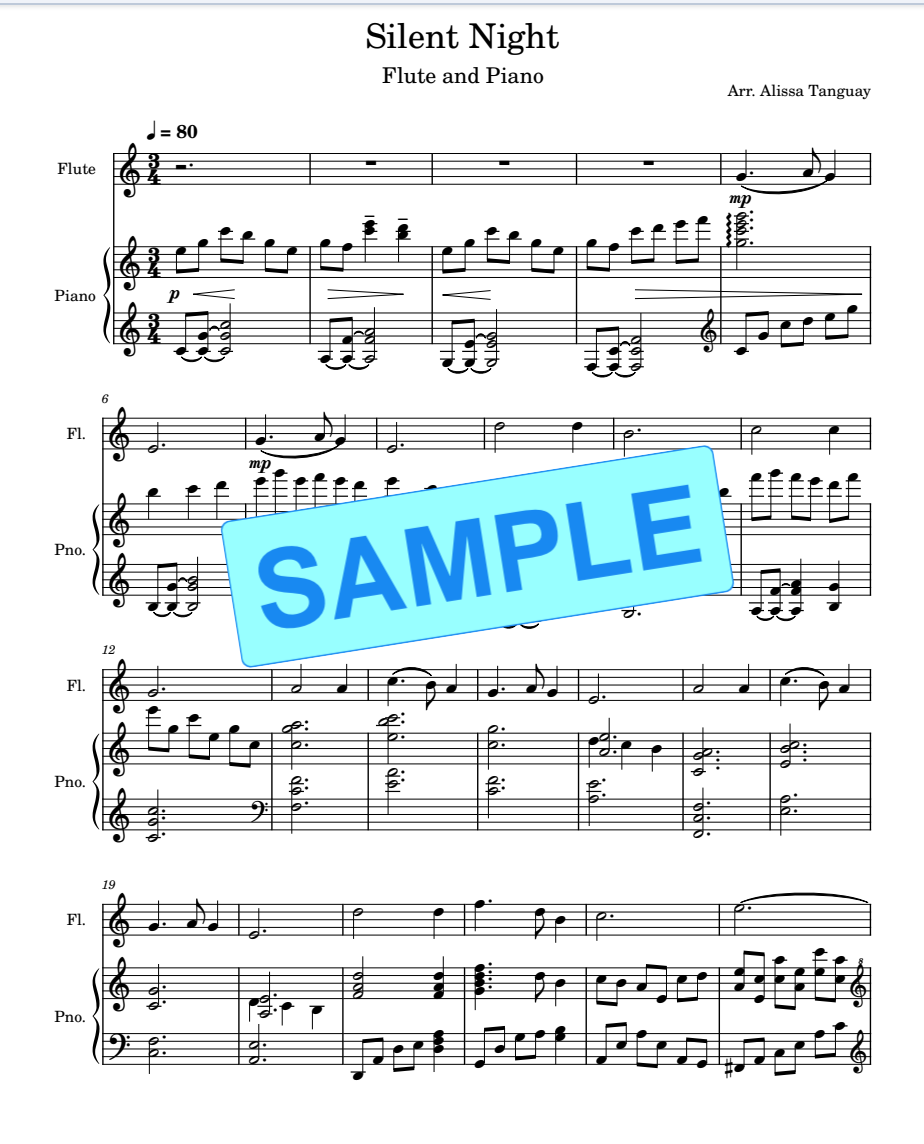 Silent Night for flute and piano