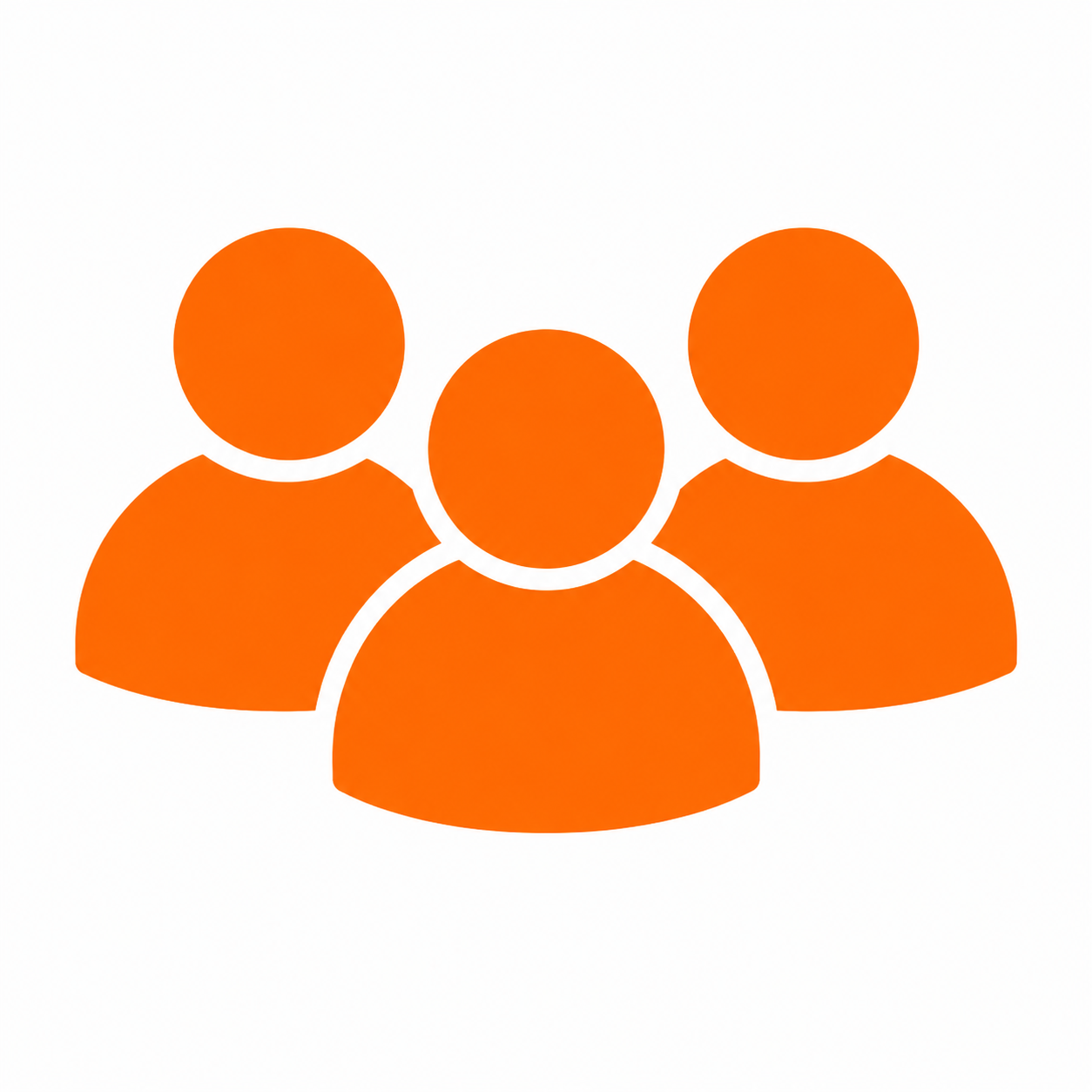 Icon of three orange human figures representing a group or community.