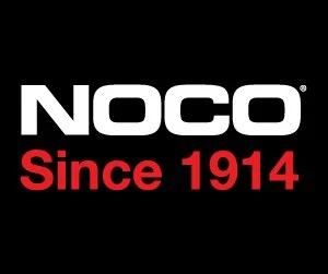 NOCO logo with white text on a black background and red text stating "Since 1914"