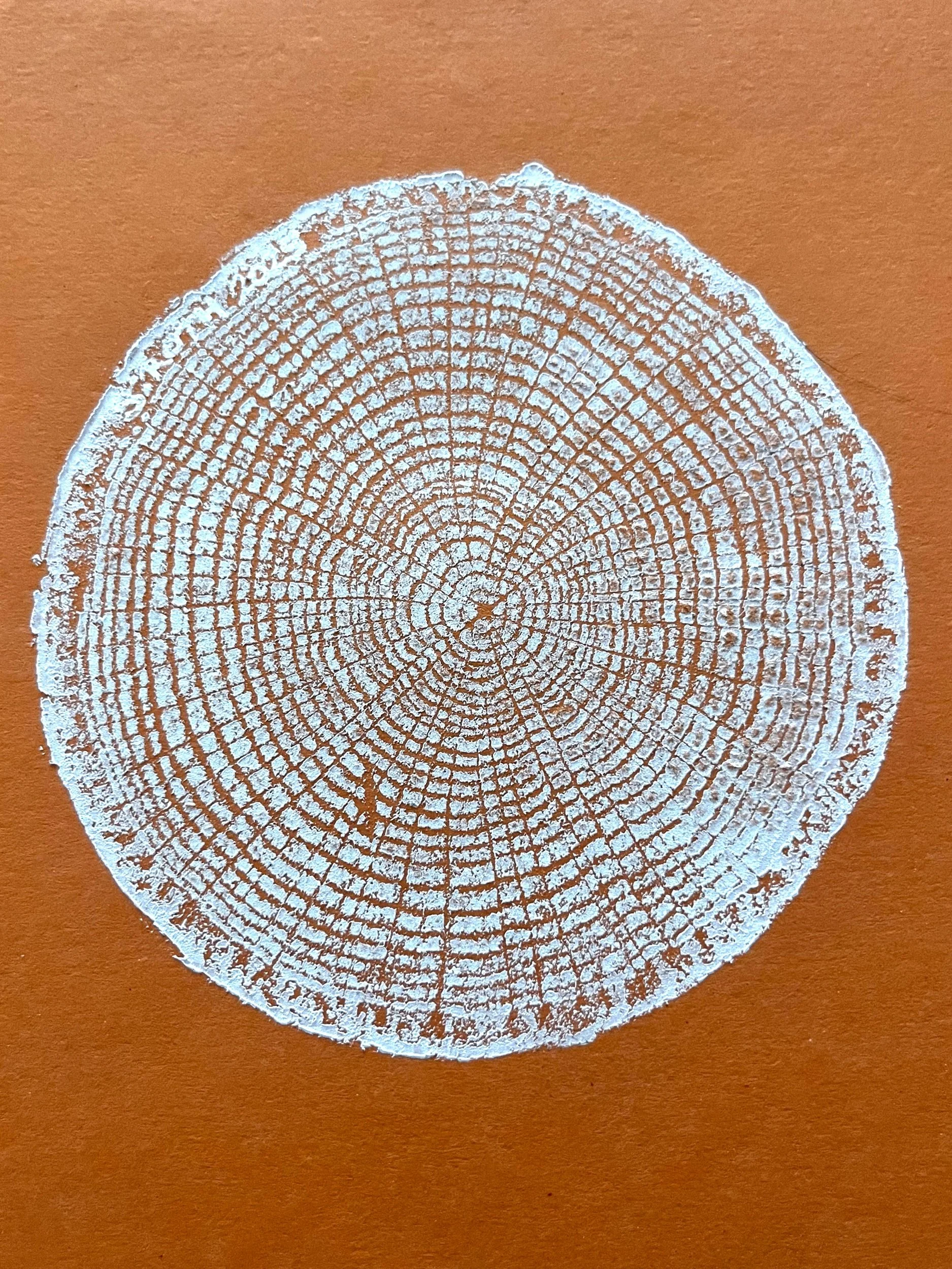 Poplar Tree Ring Print (White on Orange)