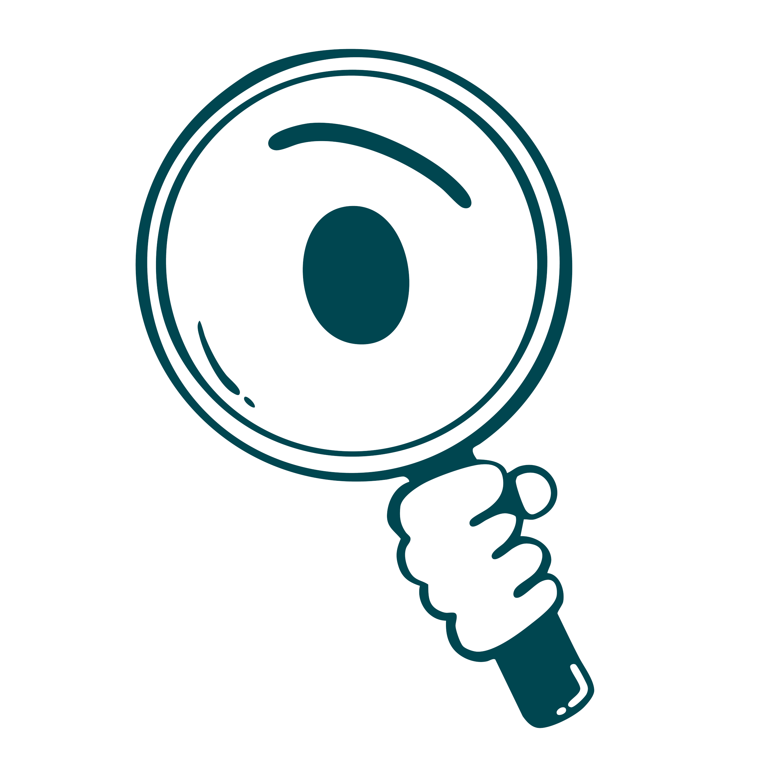 Illustration of a hand holding a magnifying glass