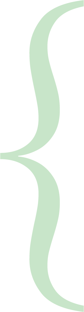 A stylized, abstract dark green and light green design with curved shapes.