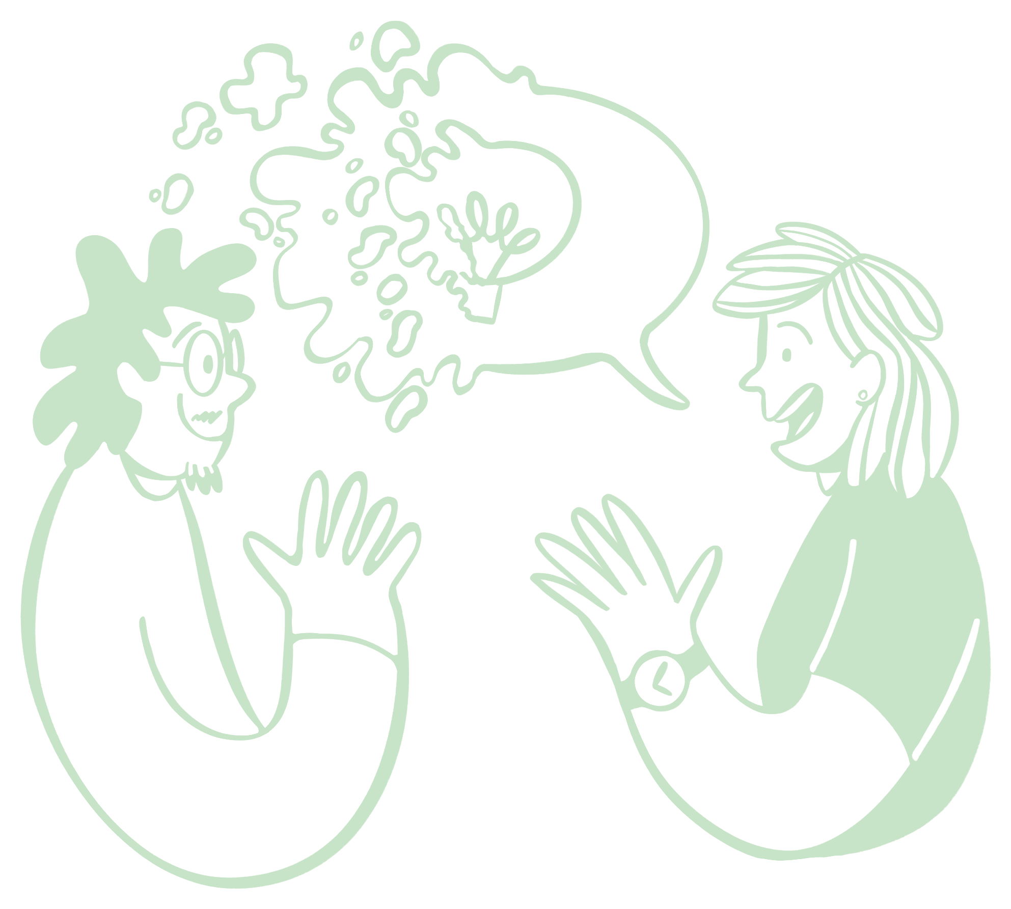 Illustration of two people in conversation