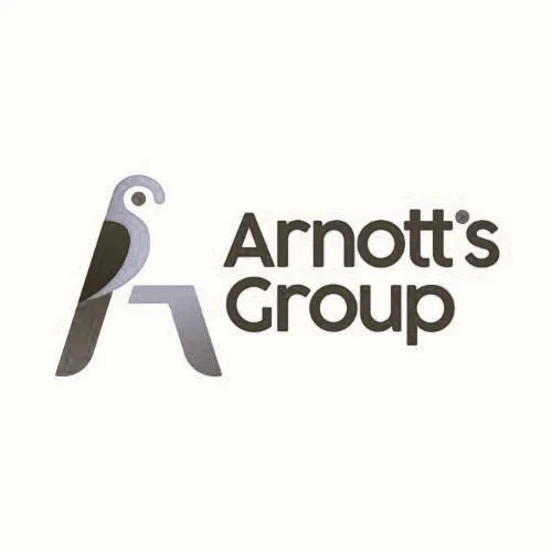 Logo of Arnott's Group featuring a stylized bird and the company name.