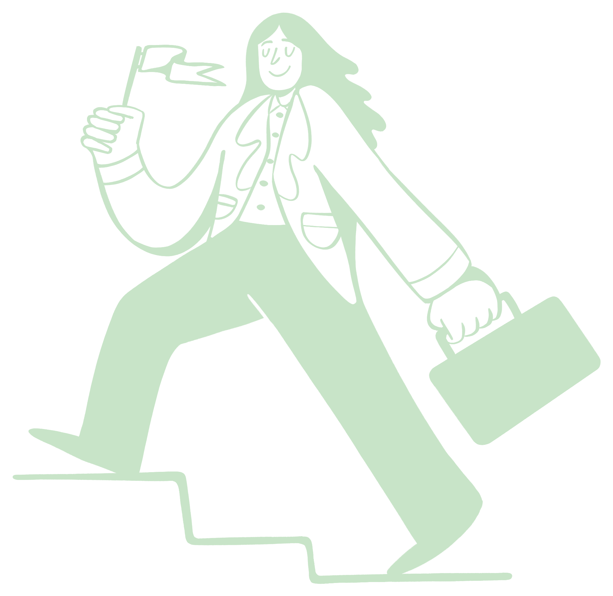 Illustration of a leader striding forward with a briefcase
