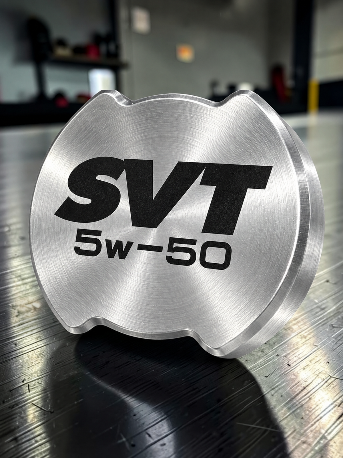 Billet oil cap in raw billet with paint infill, colour preview