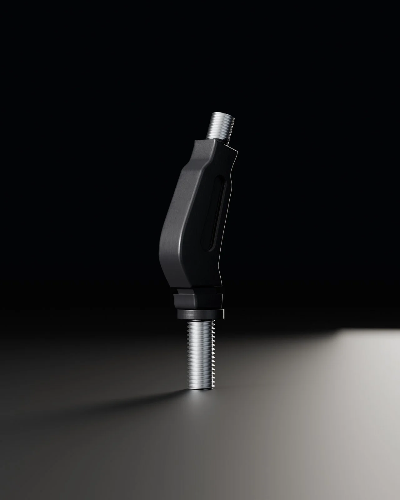 CAD render of the satin black billet shift handle from the front quarter