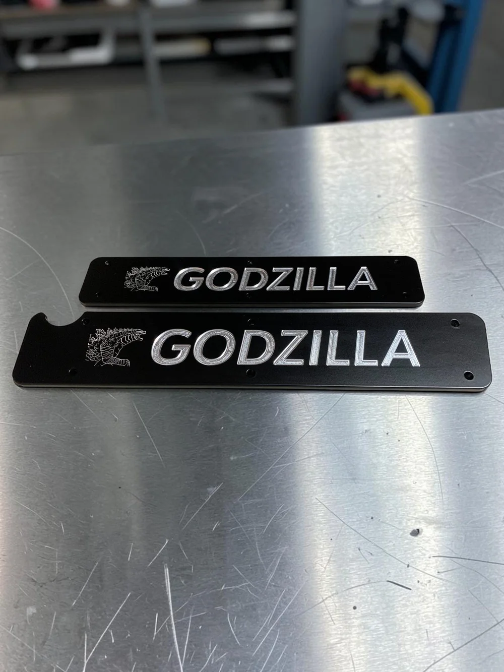 Godzilla engraved billet coil covers