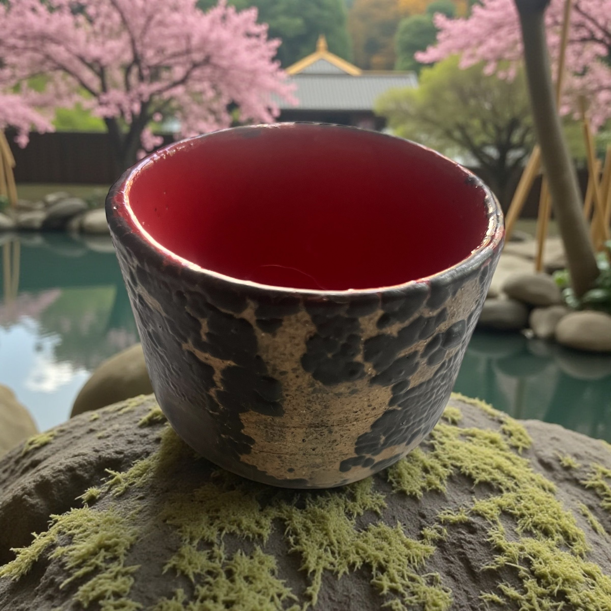 Black crackle with red gloss cup