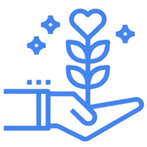 Outline of a hand holding a plant - innovative solutions.