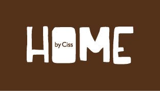 Graphic design with the word 'HOME' and a house icon replacing the letter 'O' on a brown background.