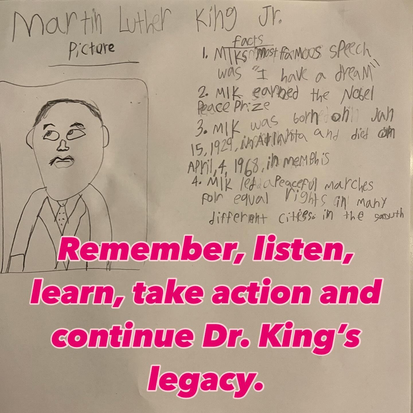 Our family had a morning of action, and then later listened to Dr. Martin Luther King Jr.&rsquo;s &ldquo;I Have a Dream Speech&rdquo; twice. Once to pause and answer questions as the kids had them and another to give space for his words to land. 

Th