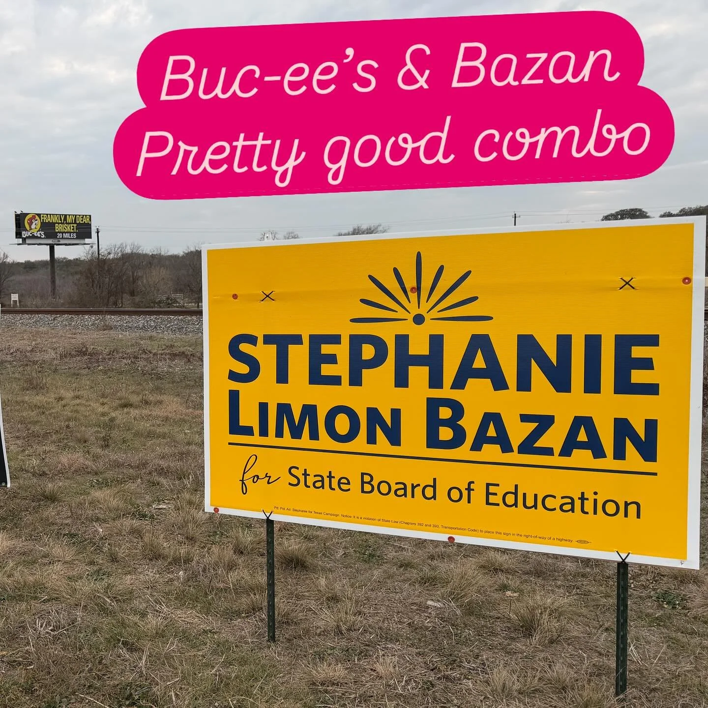 Have you seen our road signs yet? If you know a good spot, let us know. 

🩷 Share, like, and comment. 
Early voting starts Tuesday. Make your plan to vote. 

Thanks y&rsquo;all! ✌🏽