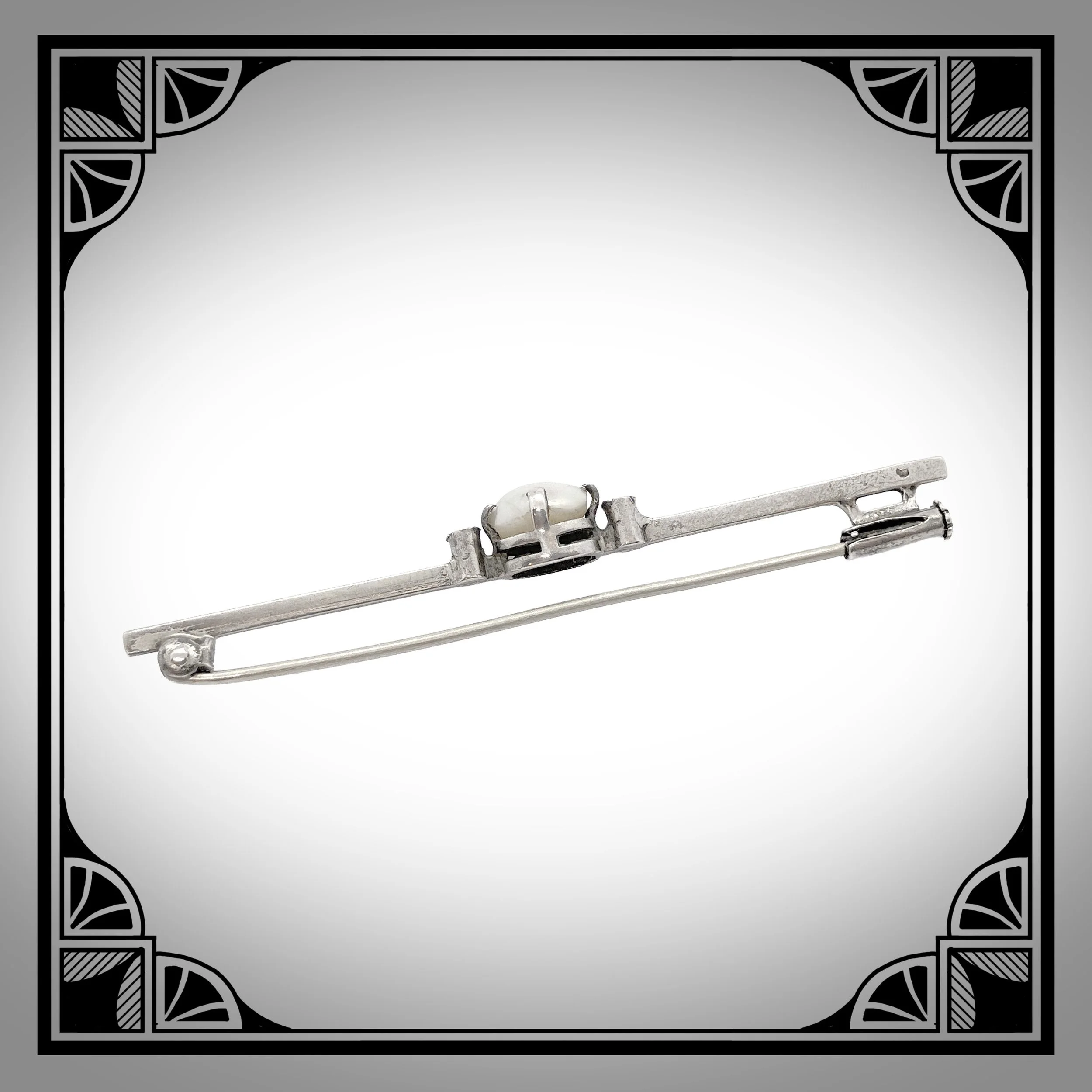 1920s Art Deco Bar brooch set with Marcasites and natural pearl 2.jpg