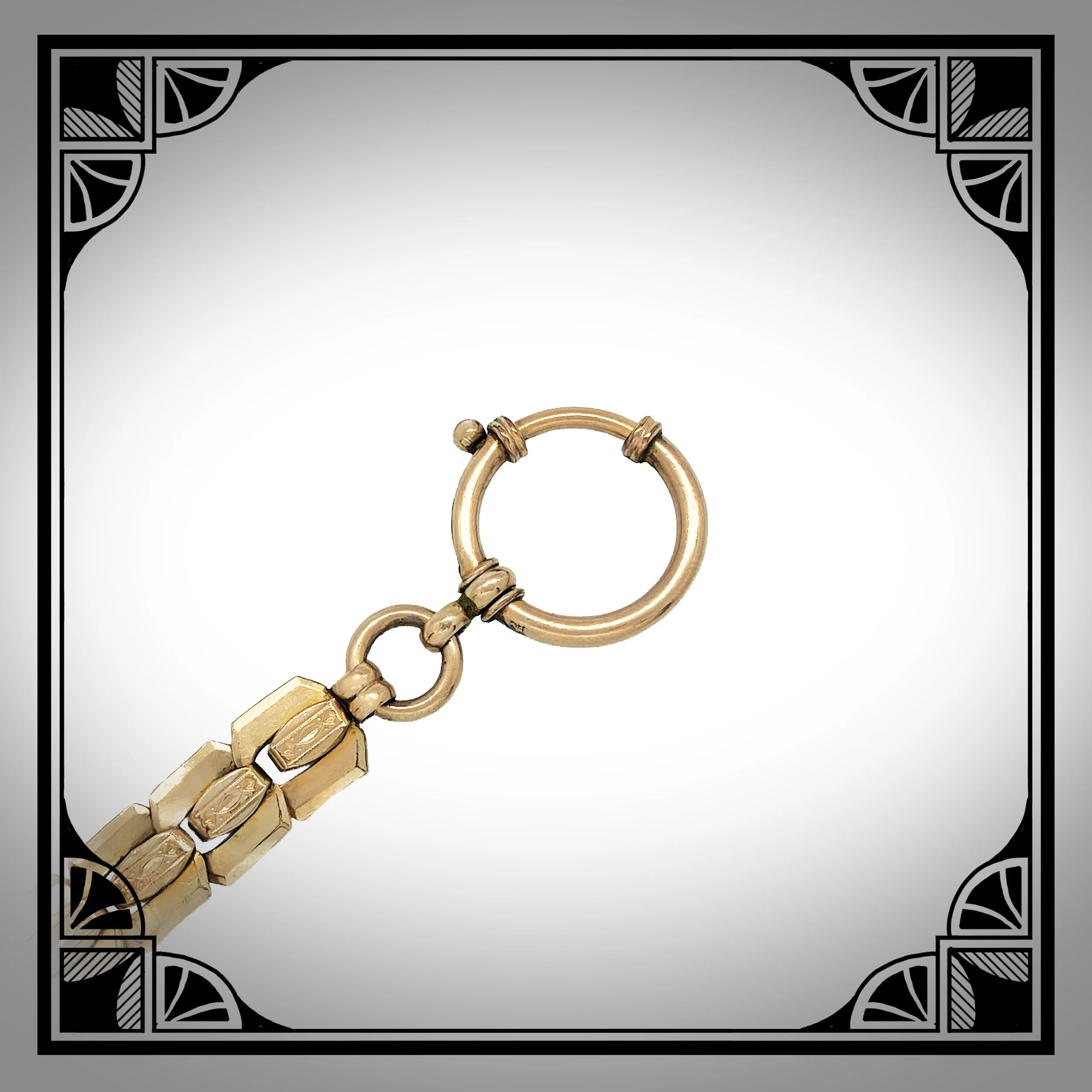 c1910 German Gold-Plated Watch Chain with bladed Composite Links and Die-Struck Motifs 4.jpg