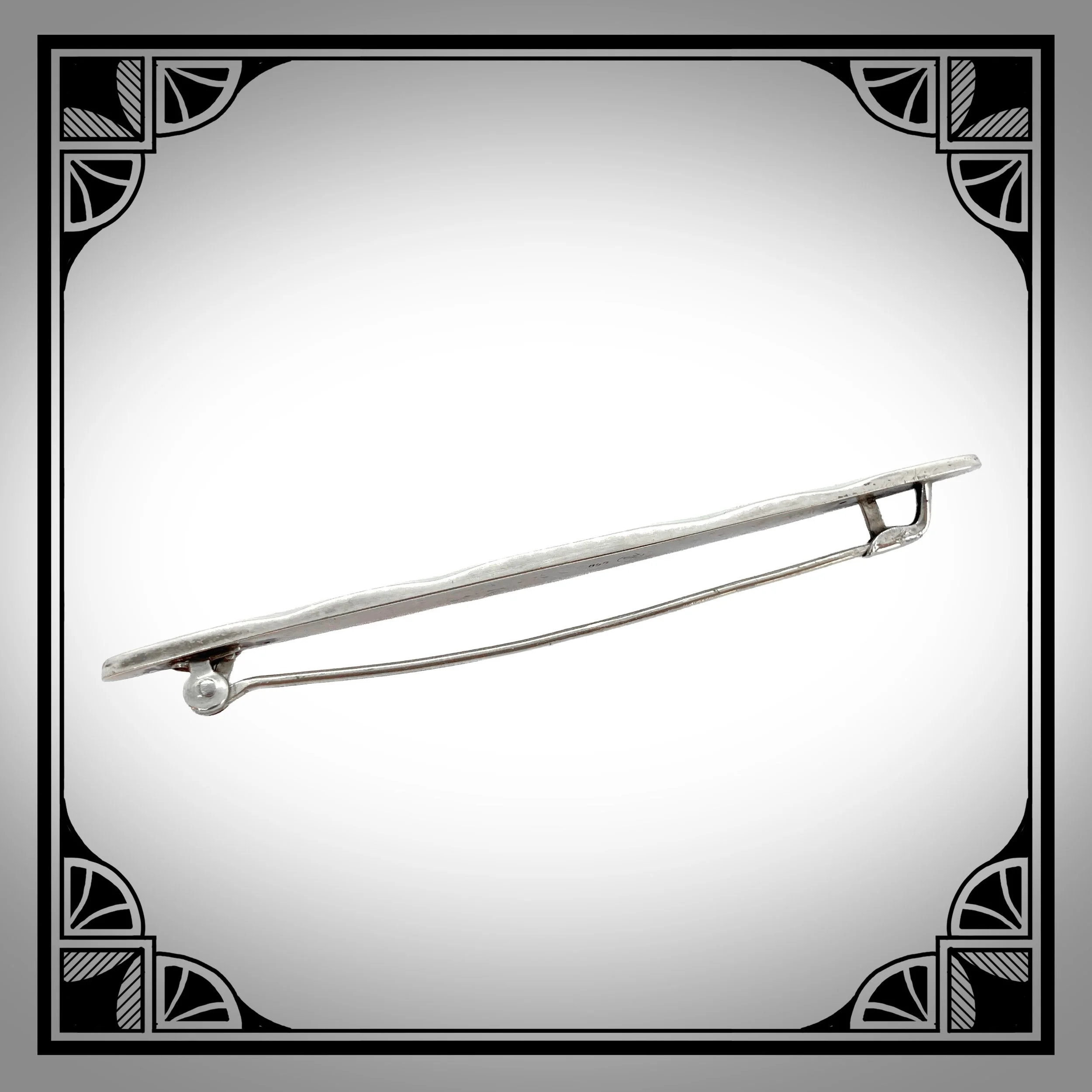 1910s Silver Bar Brooch with niello panels and rose gold Horseshoe Motif 2.jpg