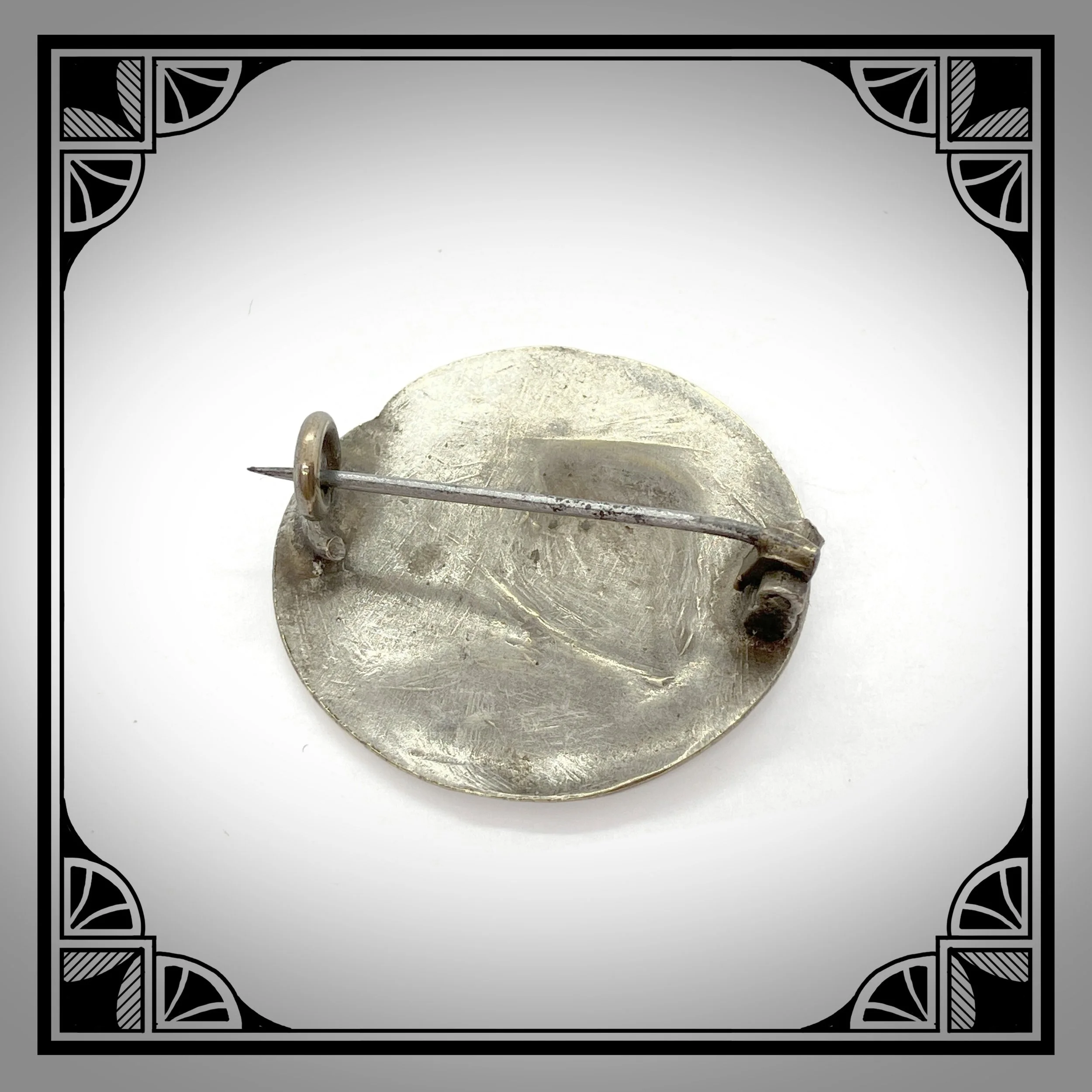1900s French Silver-plated Art-Nouveau Jeanne D'arc brooch signed Lèvy 2.jpg