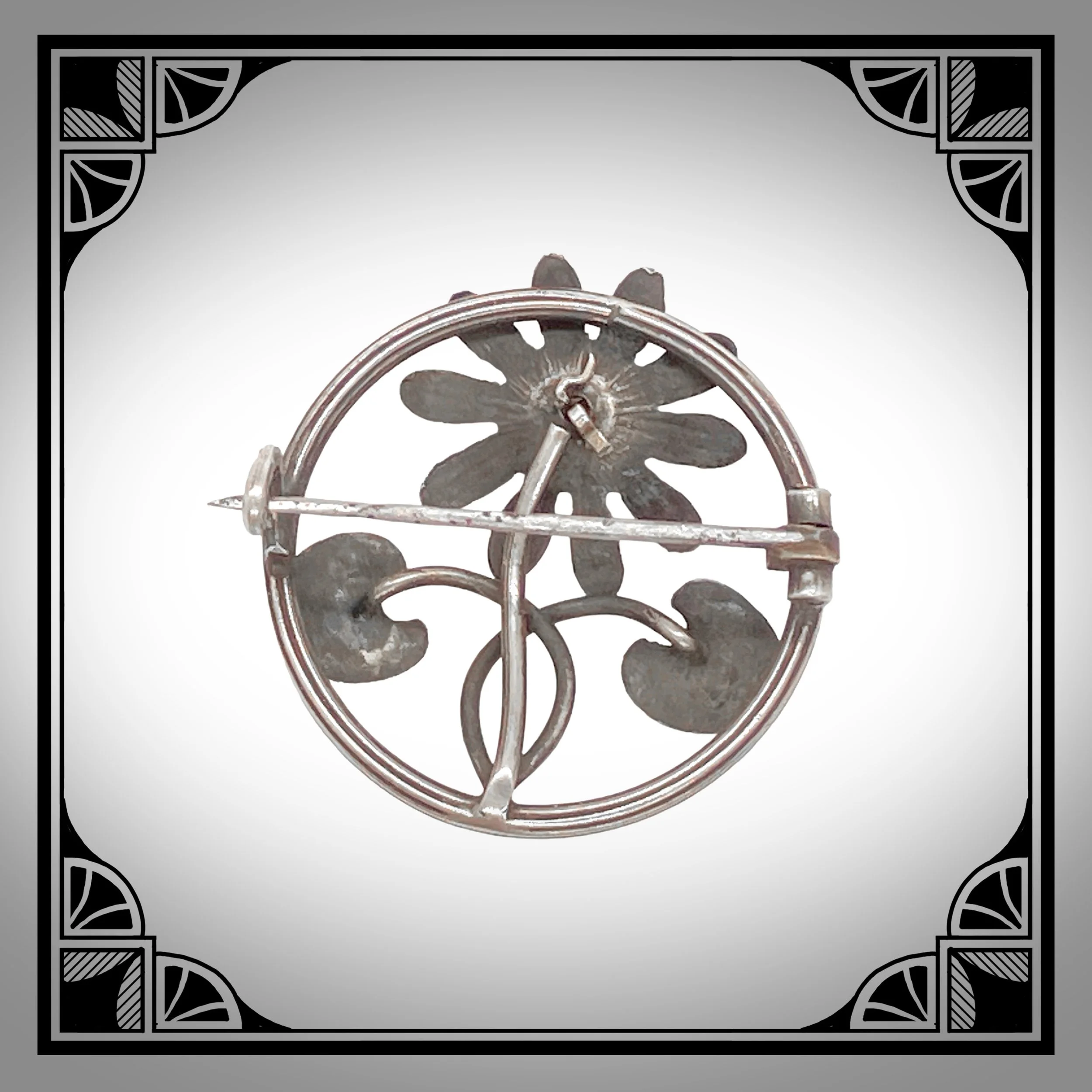 1910s French Handmade Silver Art-Nouveau brooch with stylised flower 2.jpg