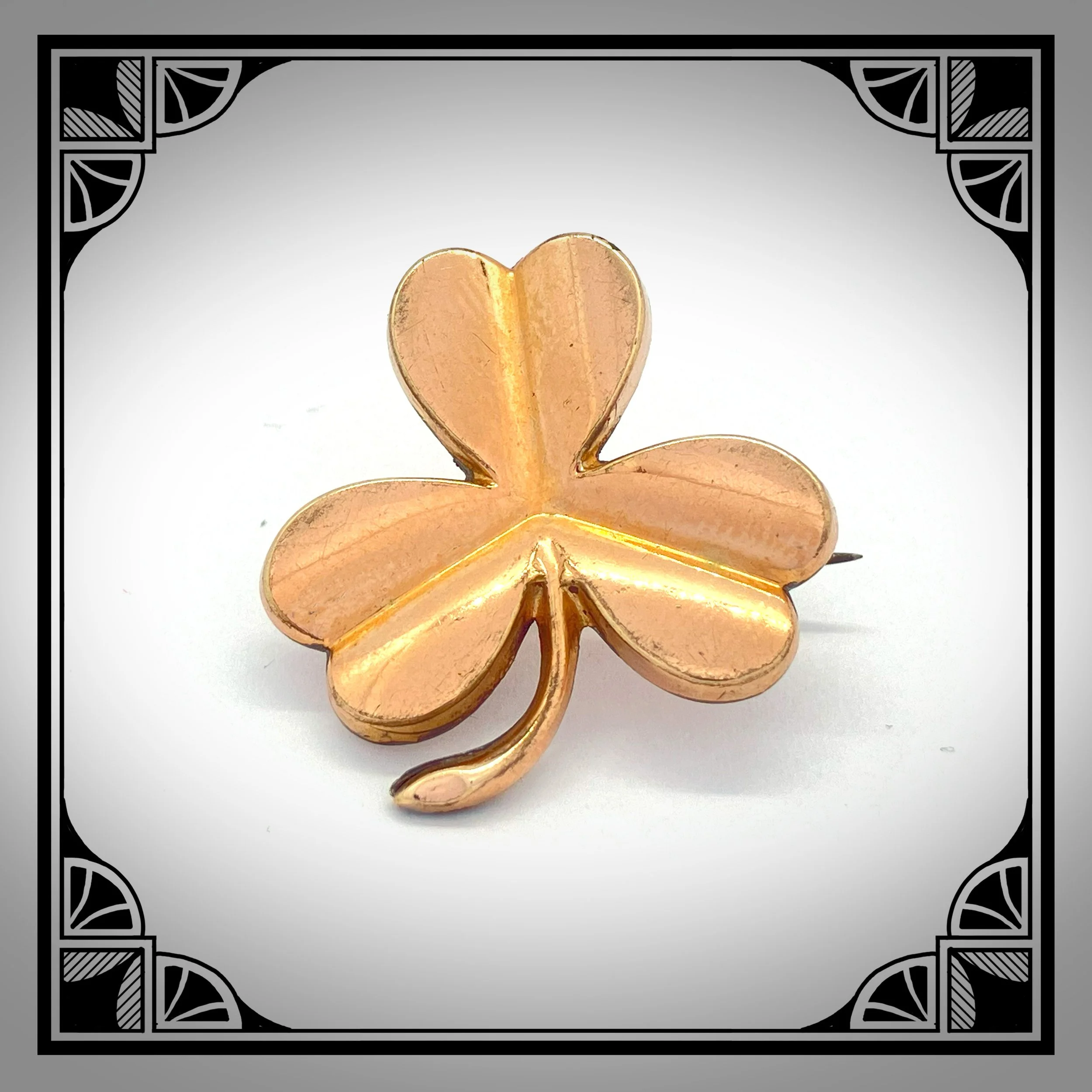 1900s Gold-Plated clover Brooch