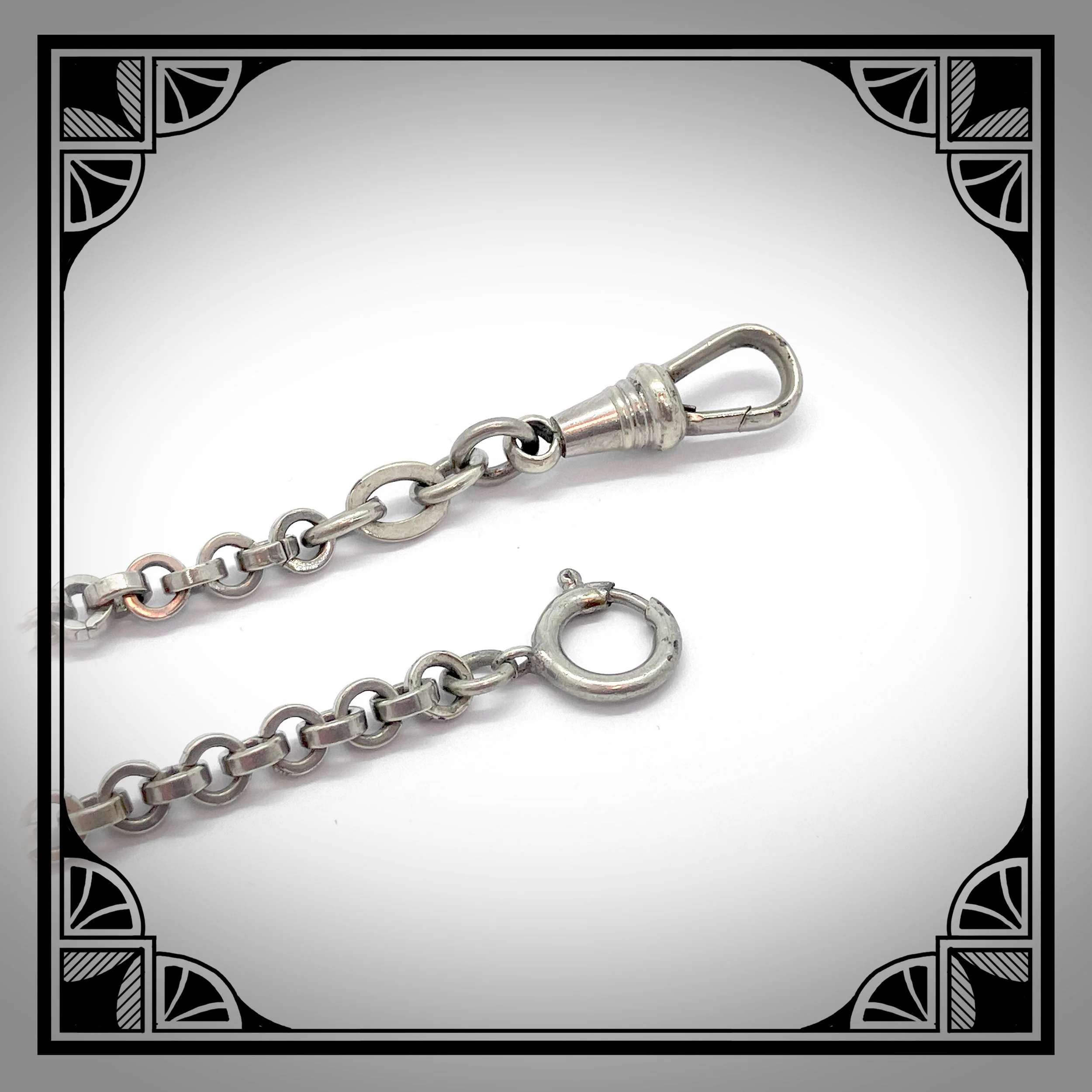 1930s nickel waldemar chain with silver and gold links and twisted fancy links 3.jpg