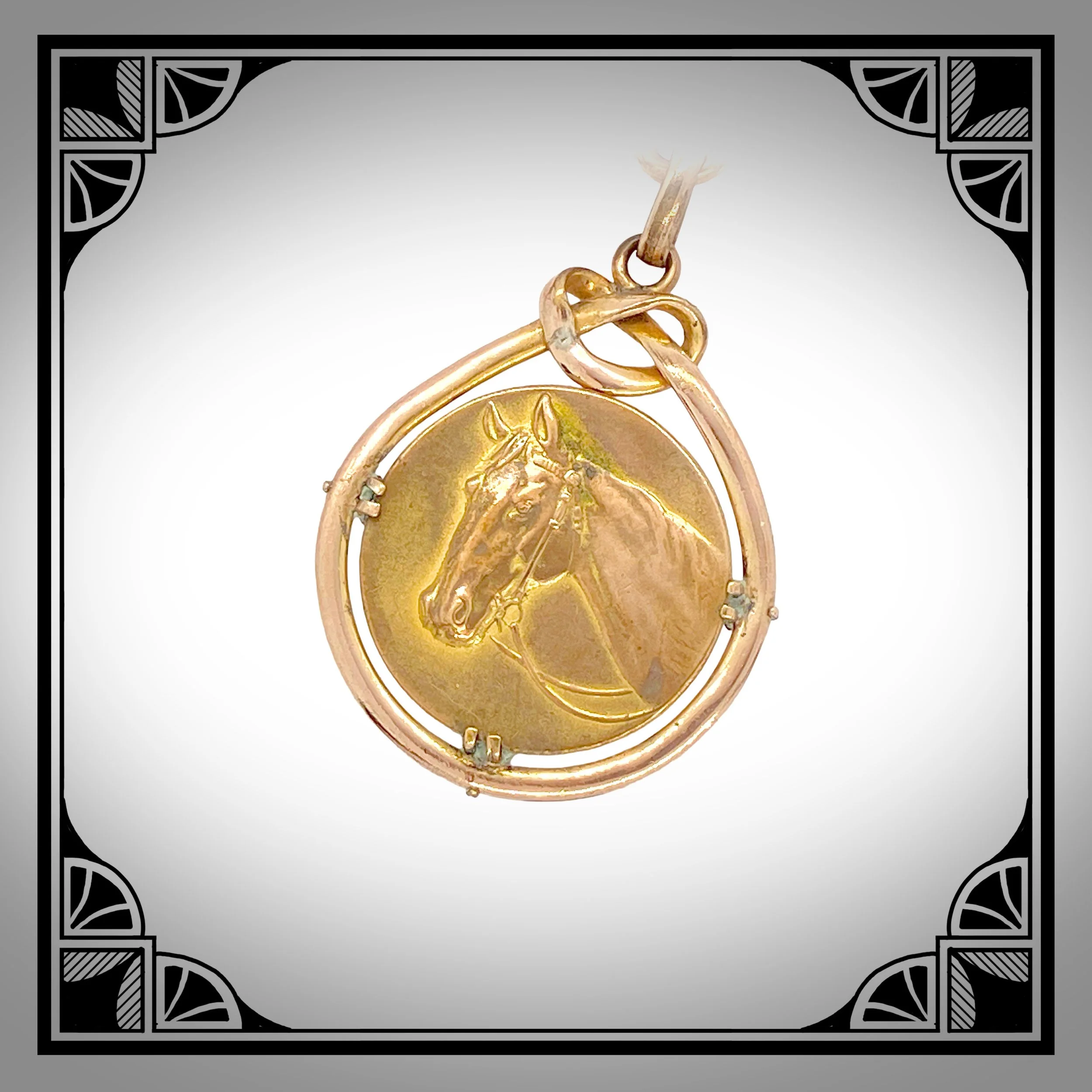 1900s German Gold-Plated Jugendstil Watch Chain with Equestrian Medallion by Kollmar & Jourdan 6.jpg