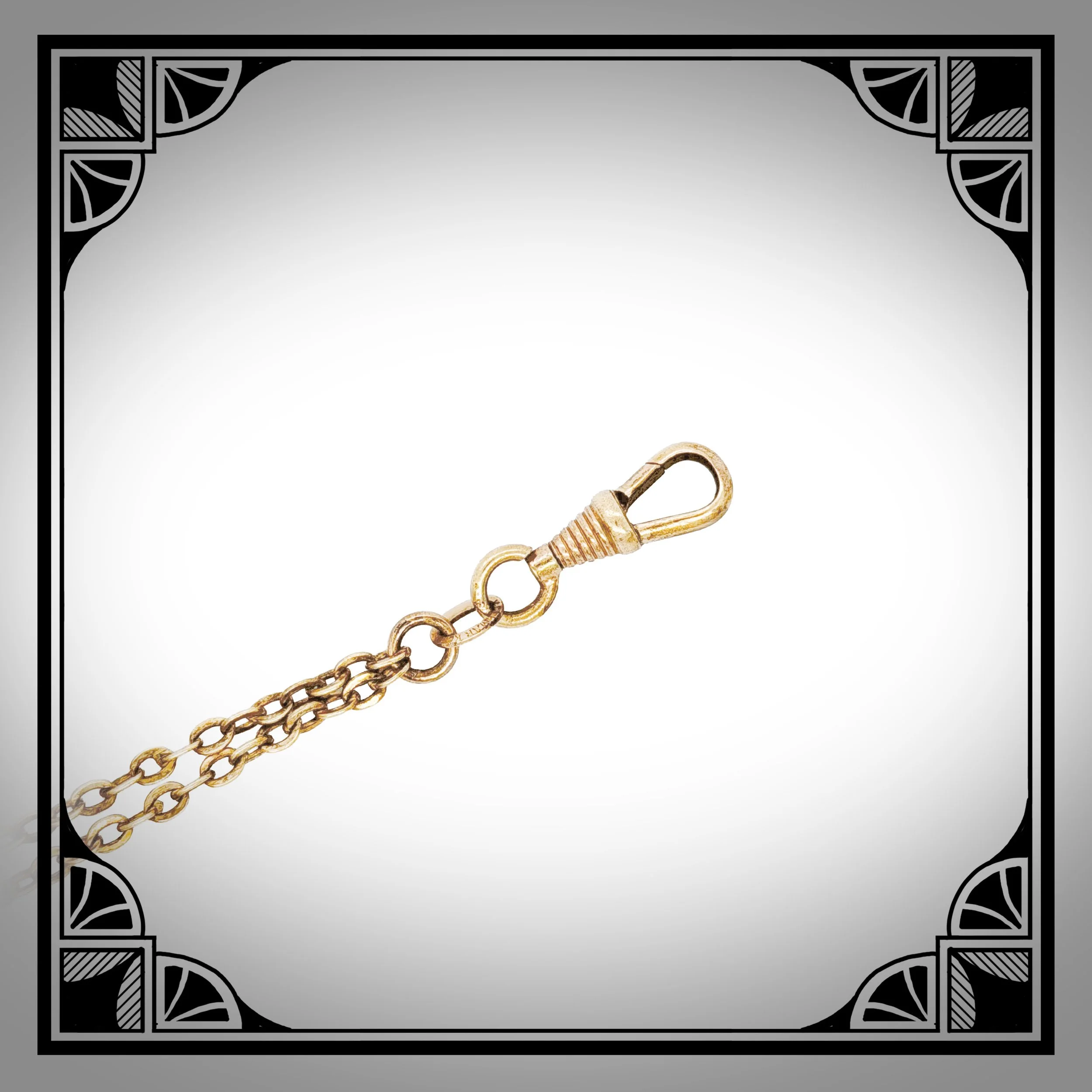 1900s German  Gold-Plated Guard Chain with Jugendstil Slider set with Opal, made by Kollmar & Jourdan 3.jpg