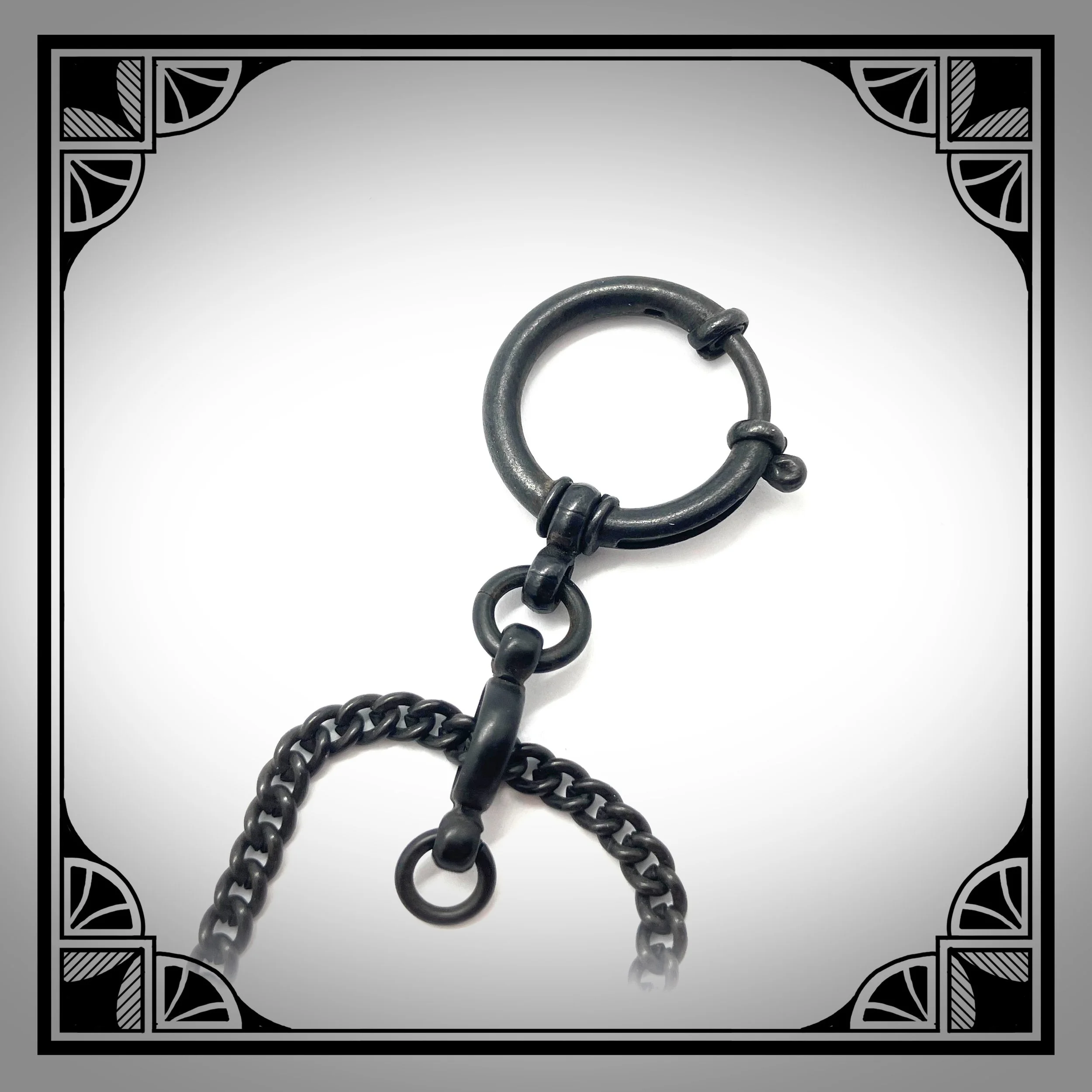 1920s Black Double Watch Chain with Fine Curb Links 3.jpg