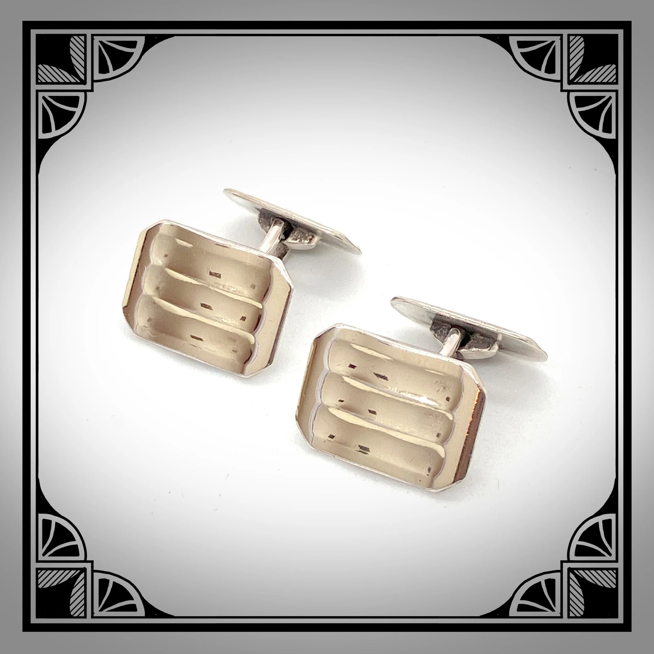 1930s Silver cufflinks with Fluted facings by Fuhner & Assmus