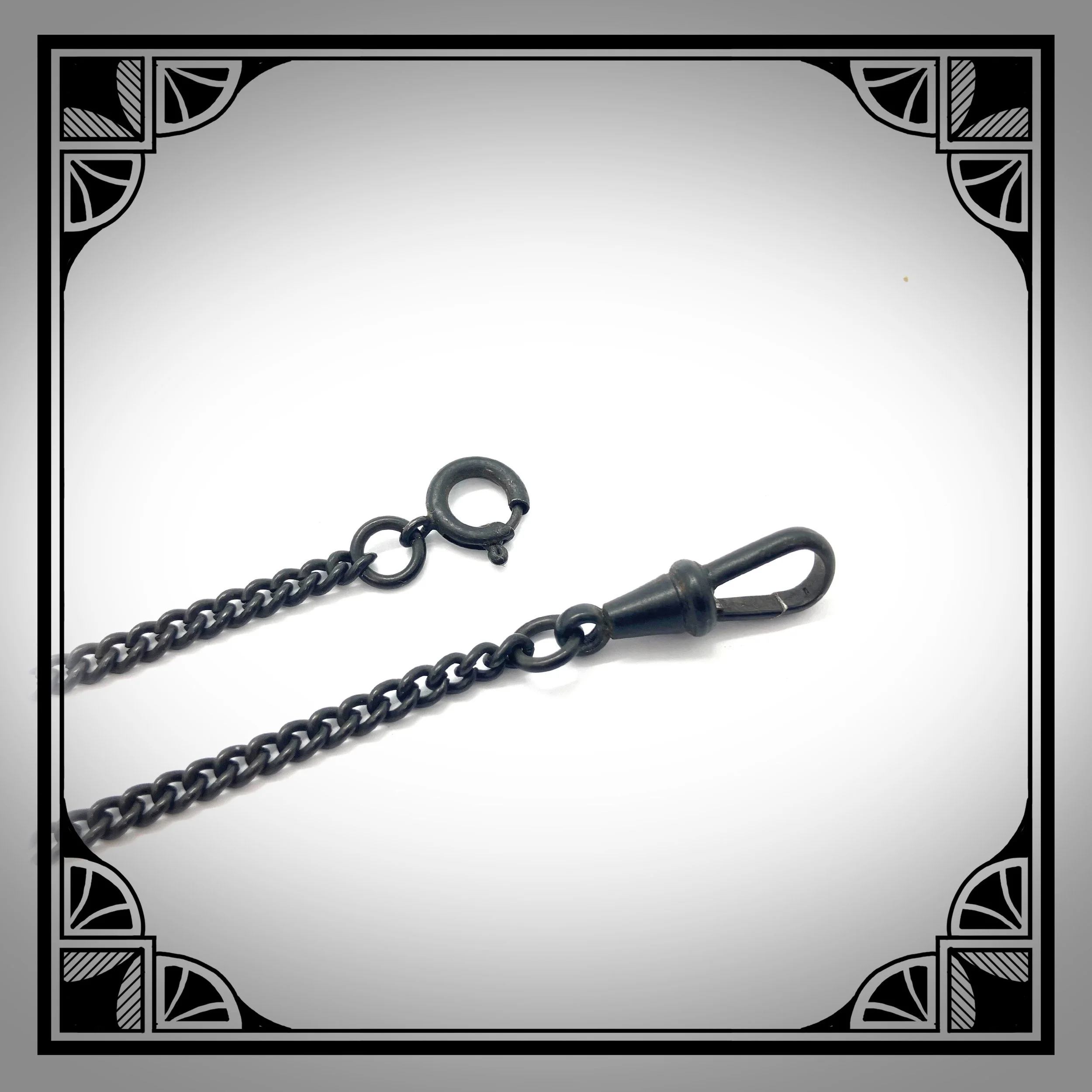 1920s Black Double Watch Chain with Fine Curb Links 2.jpg