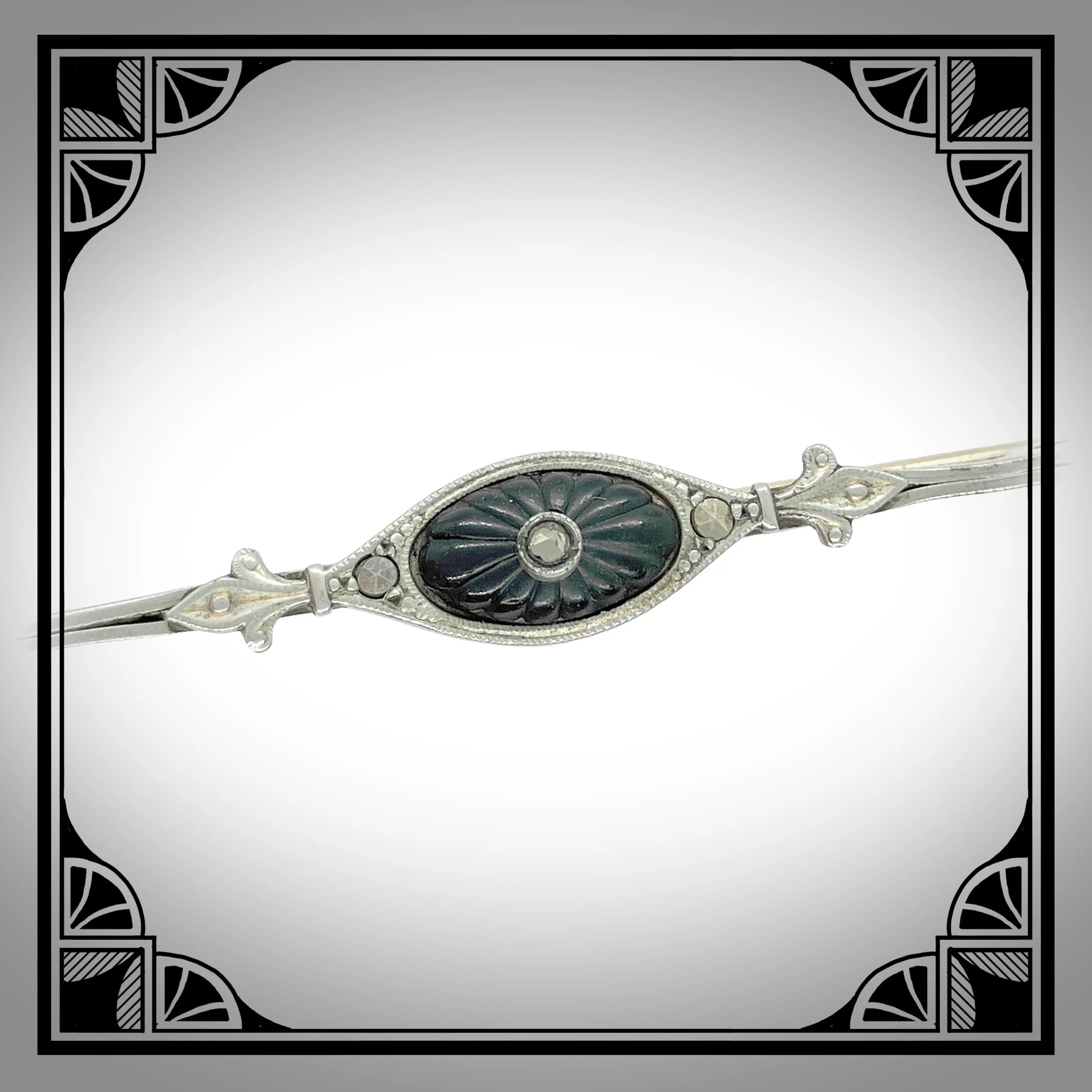 1920s White-Metal Art-Deco Bar Brooch with Galalith and Marcasites 4.jpg