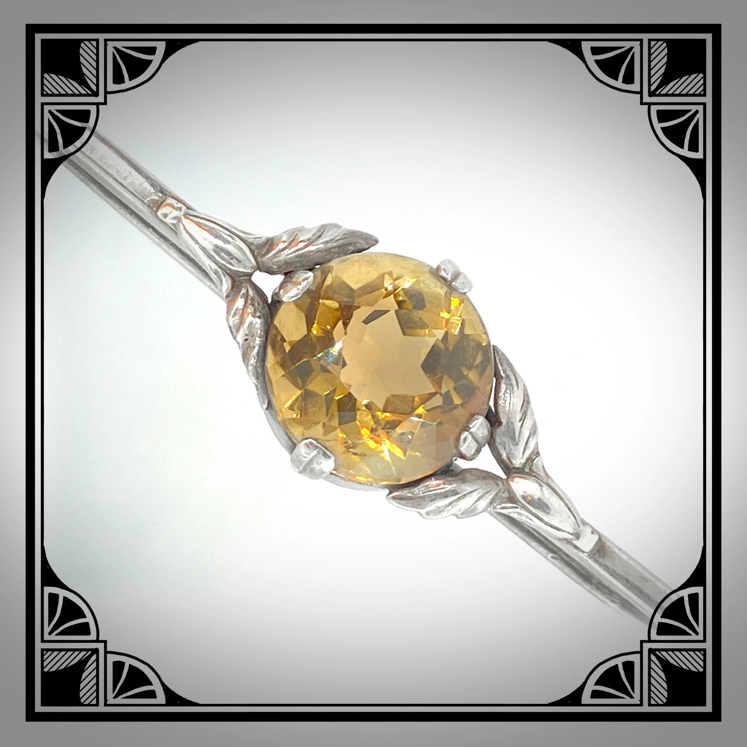 1920s Silver Art-Deco Bar pin with Orange facet stone 3.jpg
