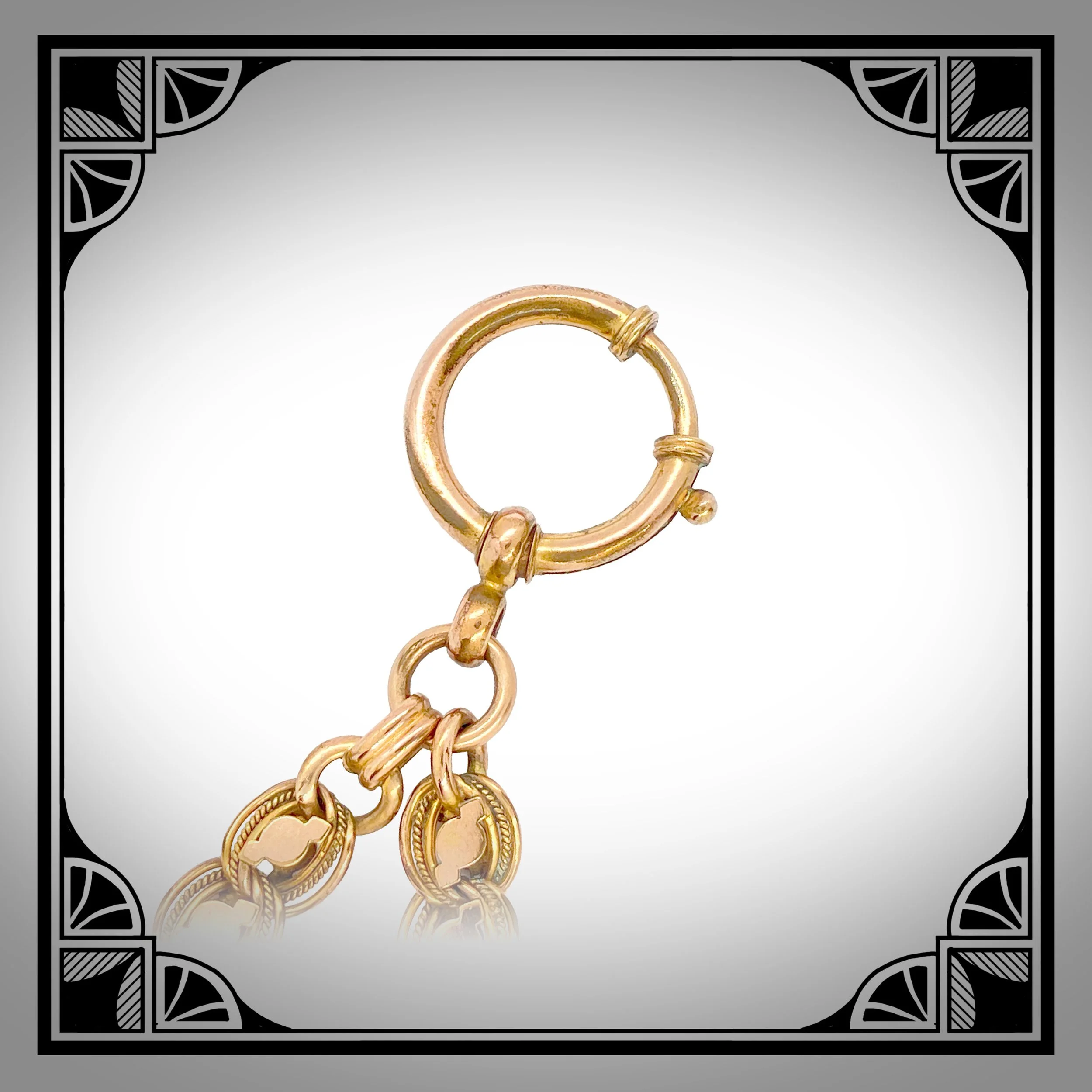 1900s German Gold-Plated Jugendstil Watch Chain with Equestrian Medallion by Kollmar & Jourdan 3.jpg