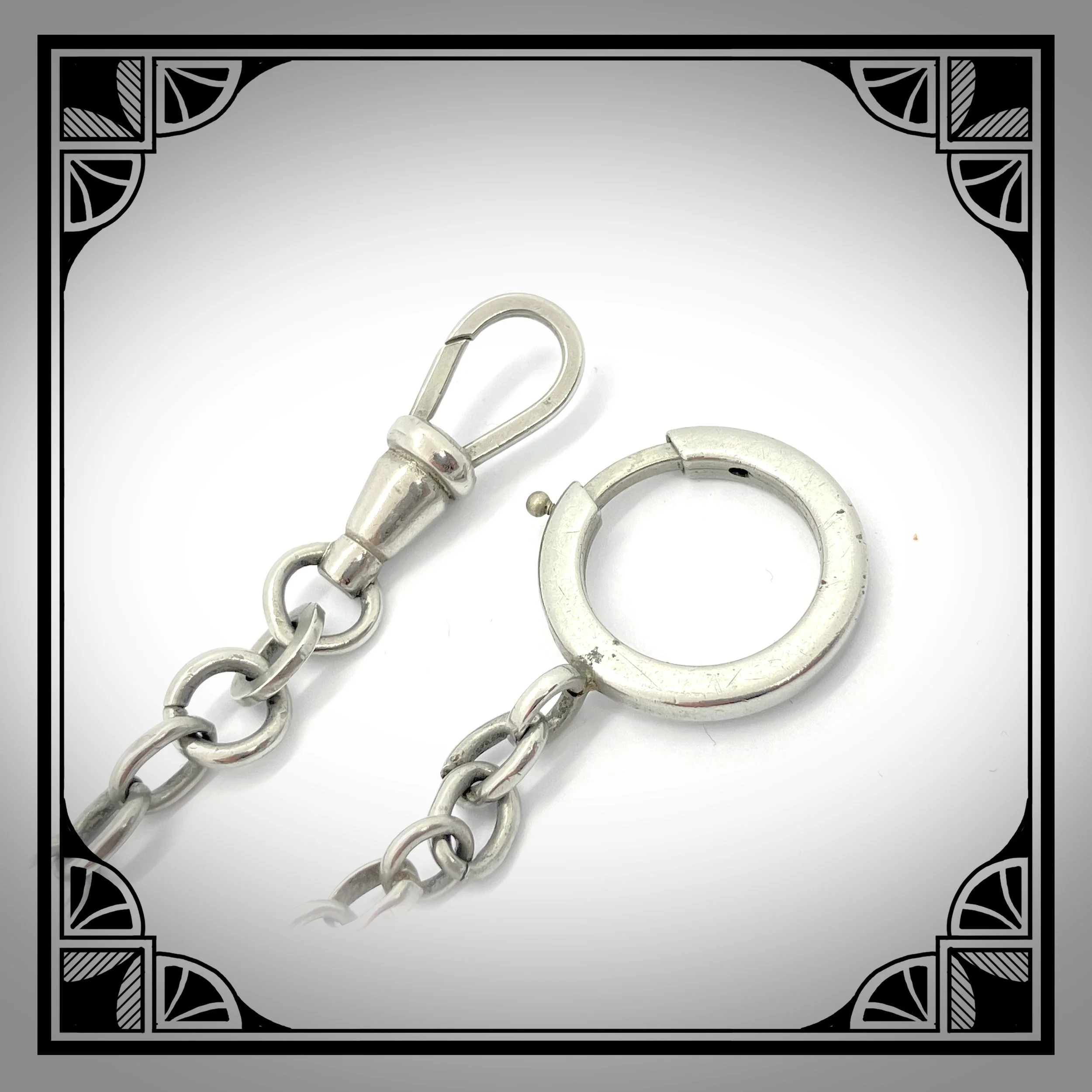 1920s Nickel Vest Chain with Scrollwork fancy Links 5.jpg