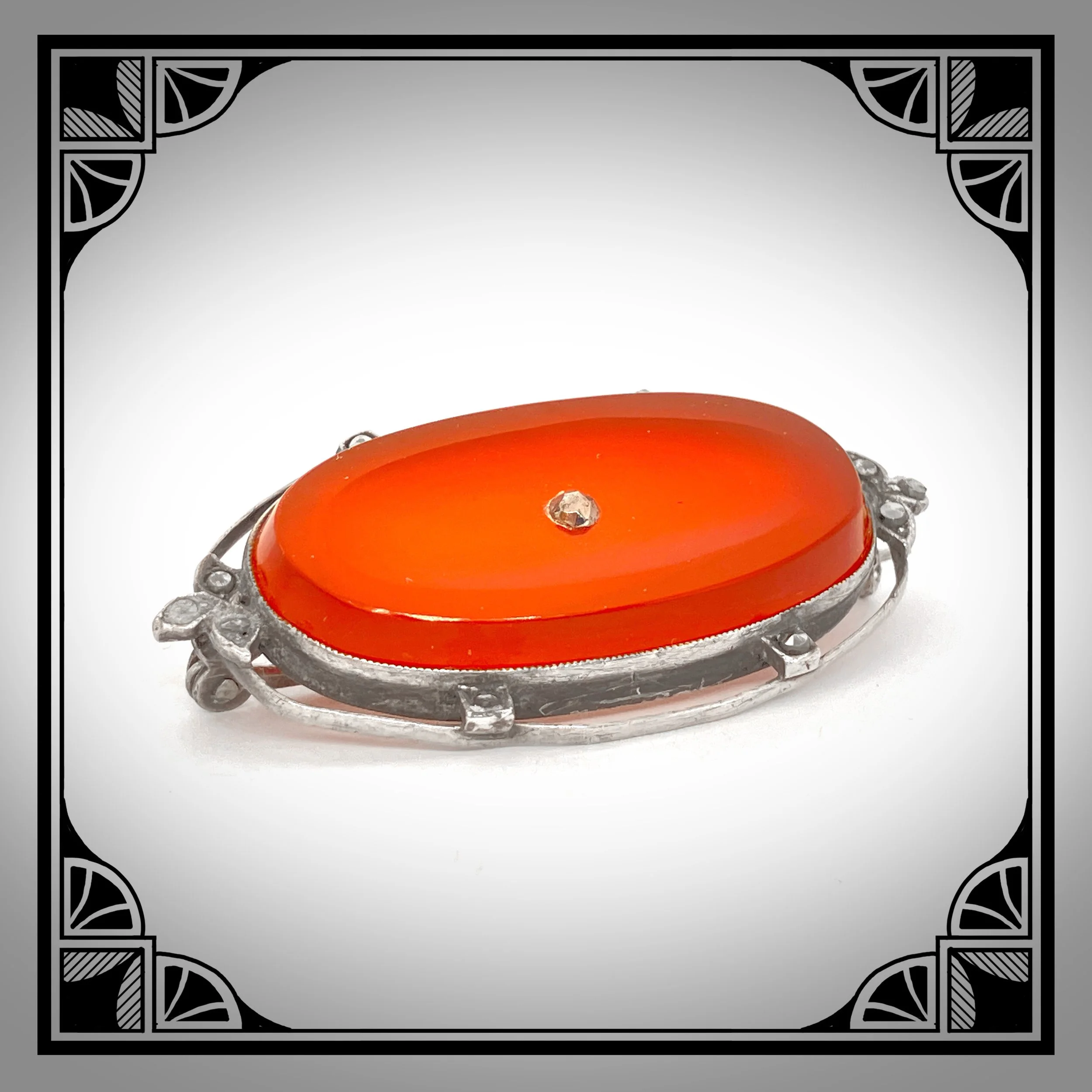 1910s Silver Openwork Carnelian brooch set with Marcasites 2.jpg