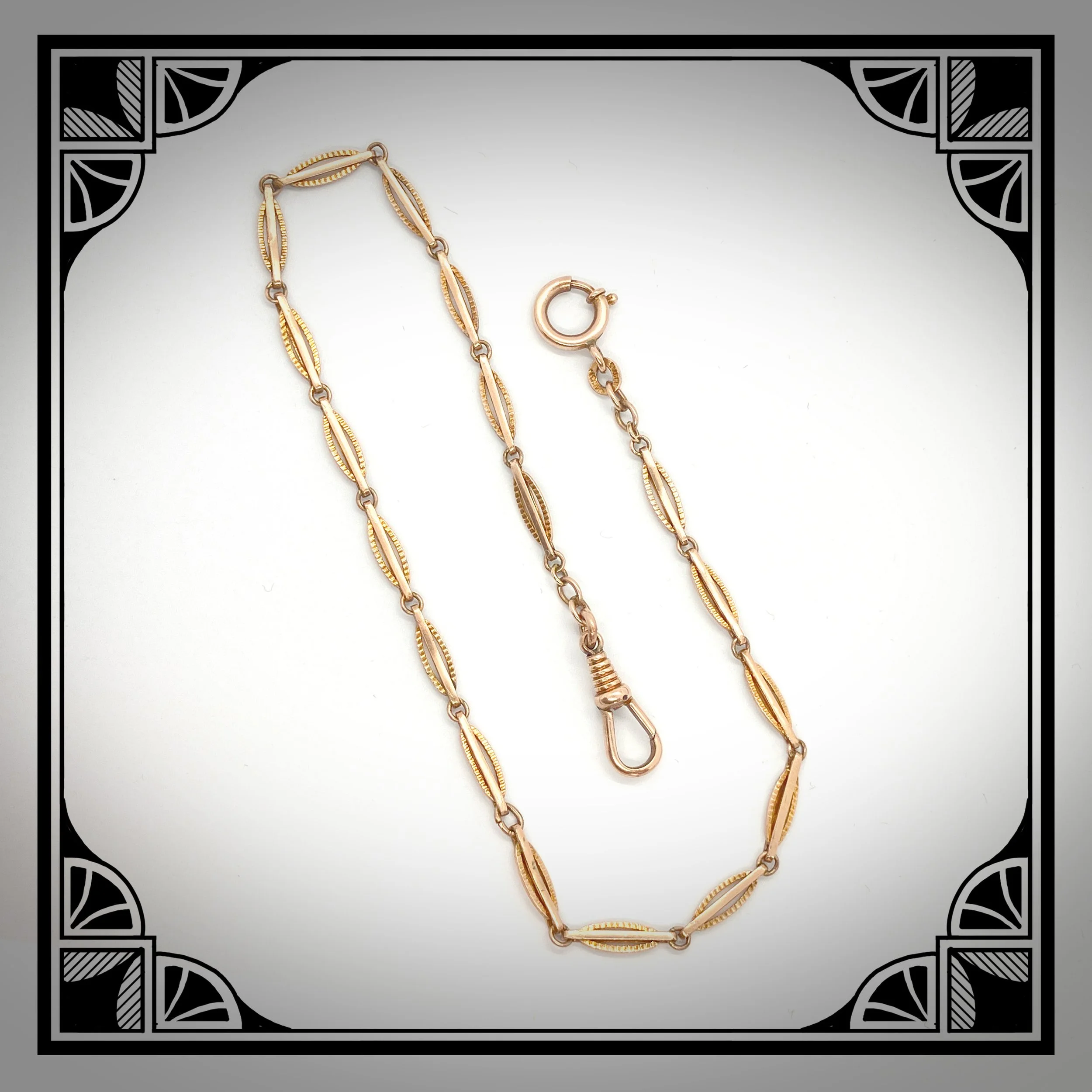 1920s Gold plated fancy link waldemar watch chain Eldee union.jpg