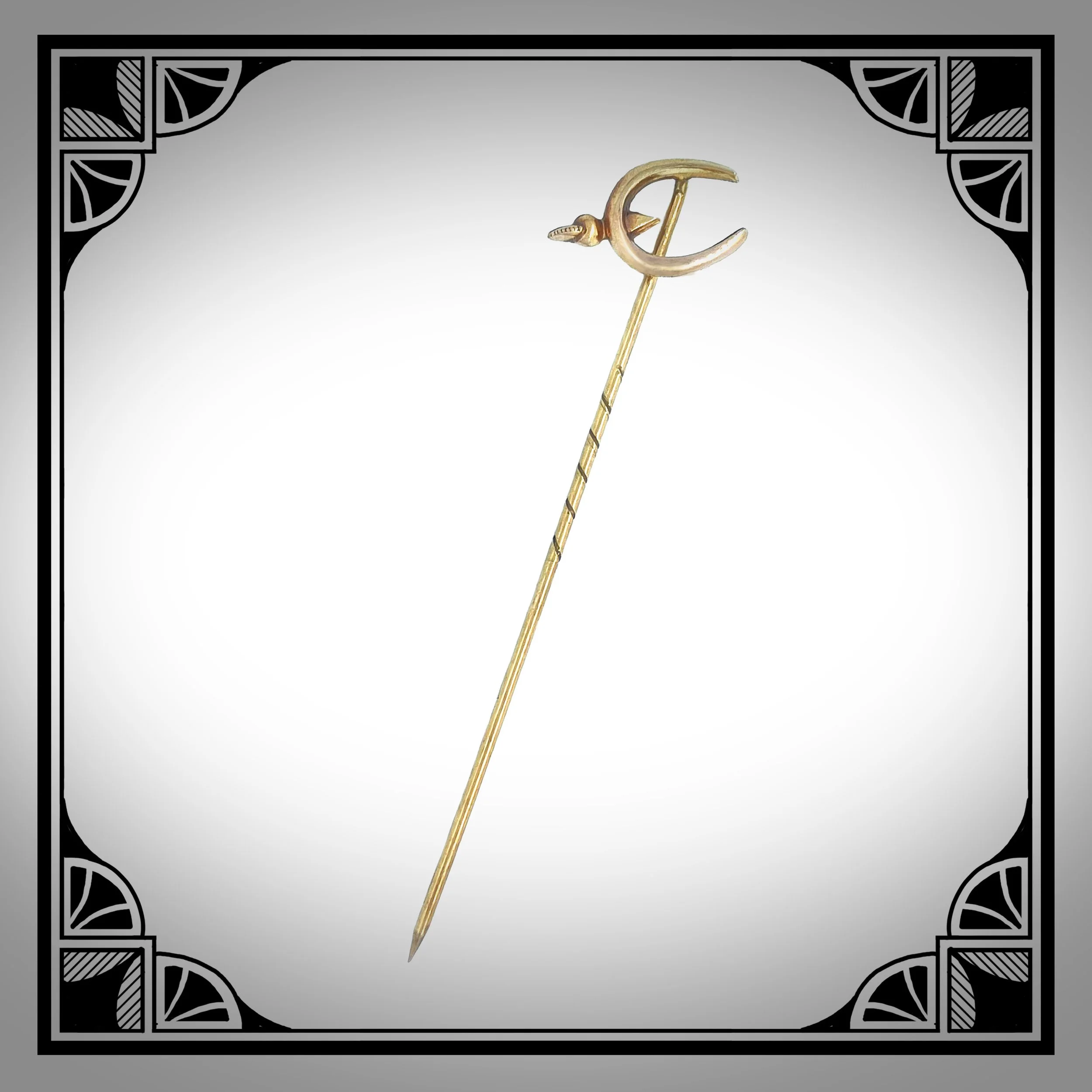 c1910 Gold-Plated Equestrian Stick Pin with Riding Spur.jpg