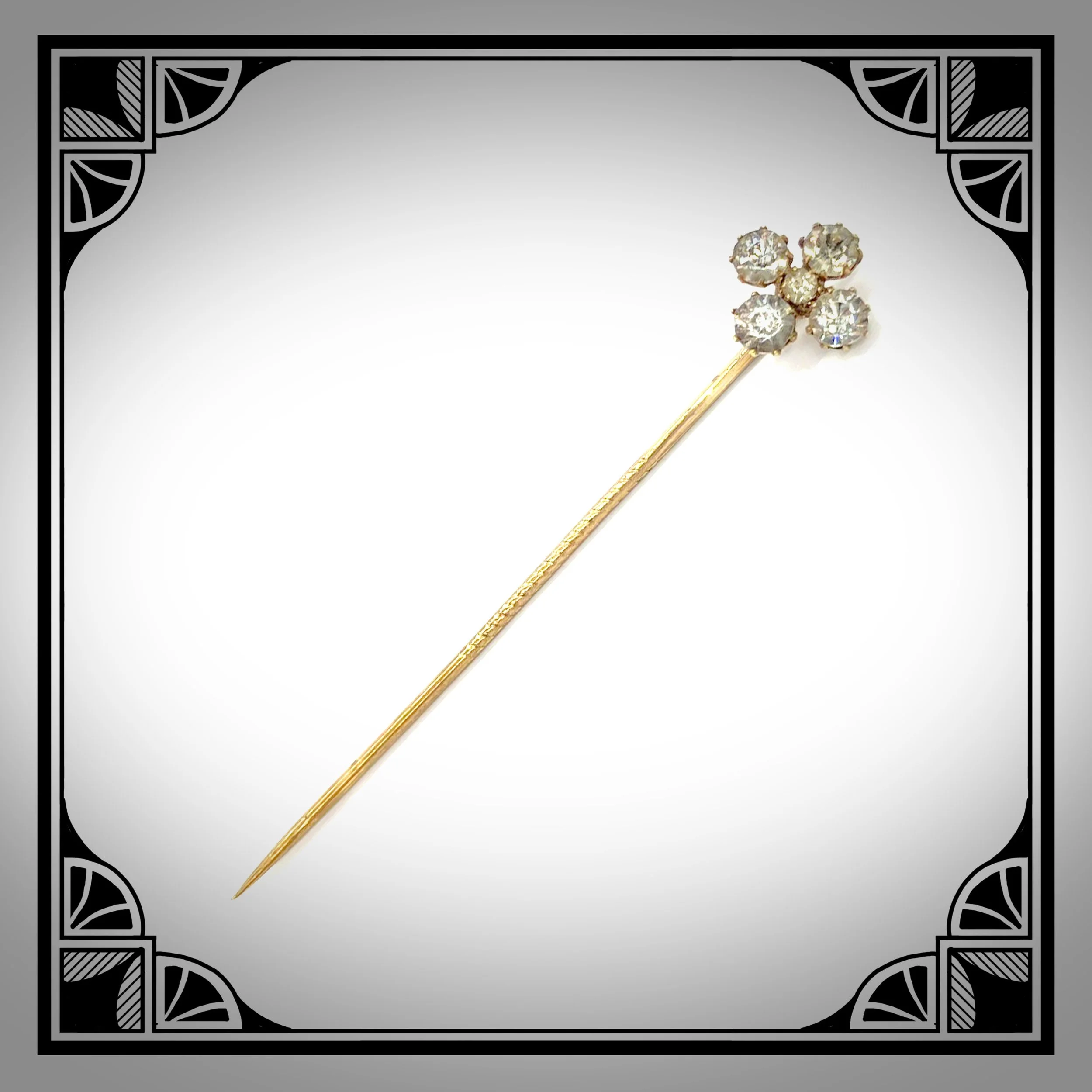 1940s Rhinestone clover Stick-Pin.jpg