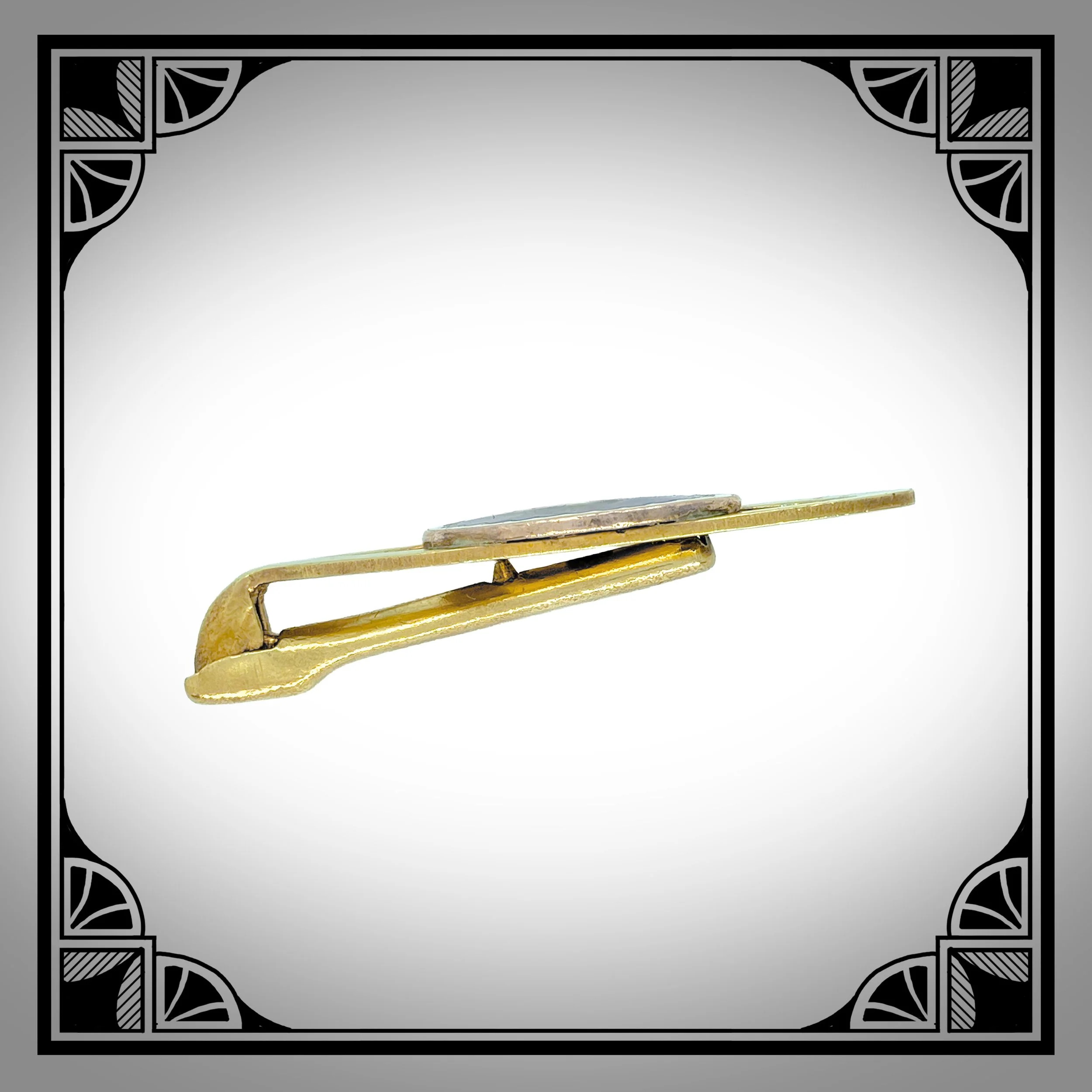 1920s French Gold-Plated Art-Deco “SURFIX” Tie Clip with enamel guilloché facing 2.jpg