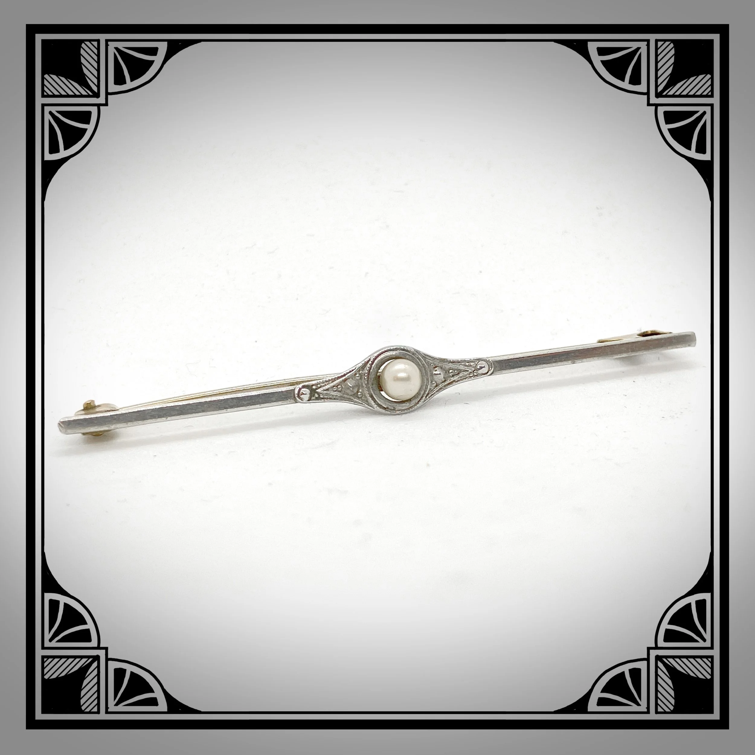 1920s Die-Struck Bar pin with seed pearl