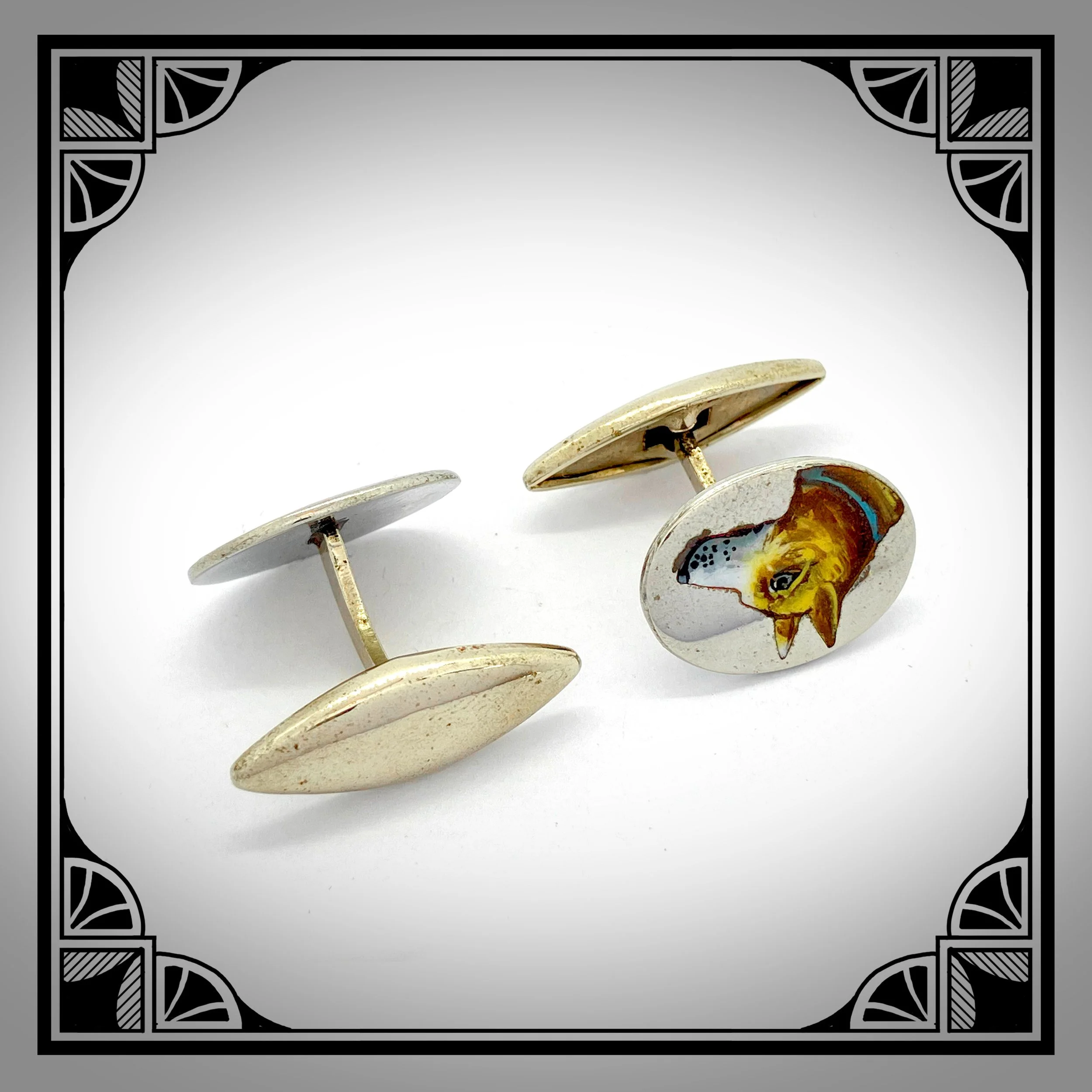 1920s White metal cufflinks with hand-painted dog heads 3.jpg